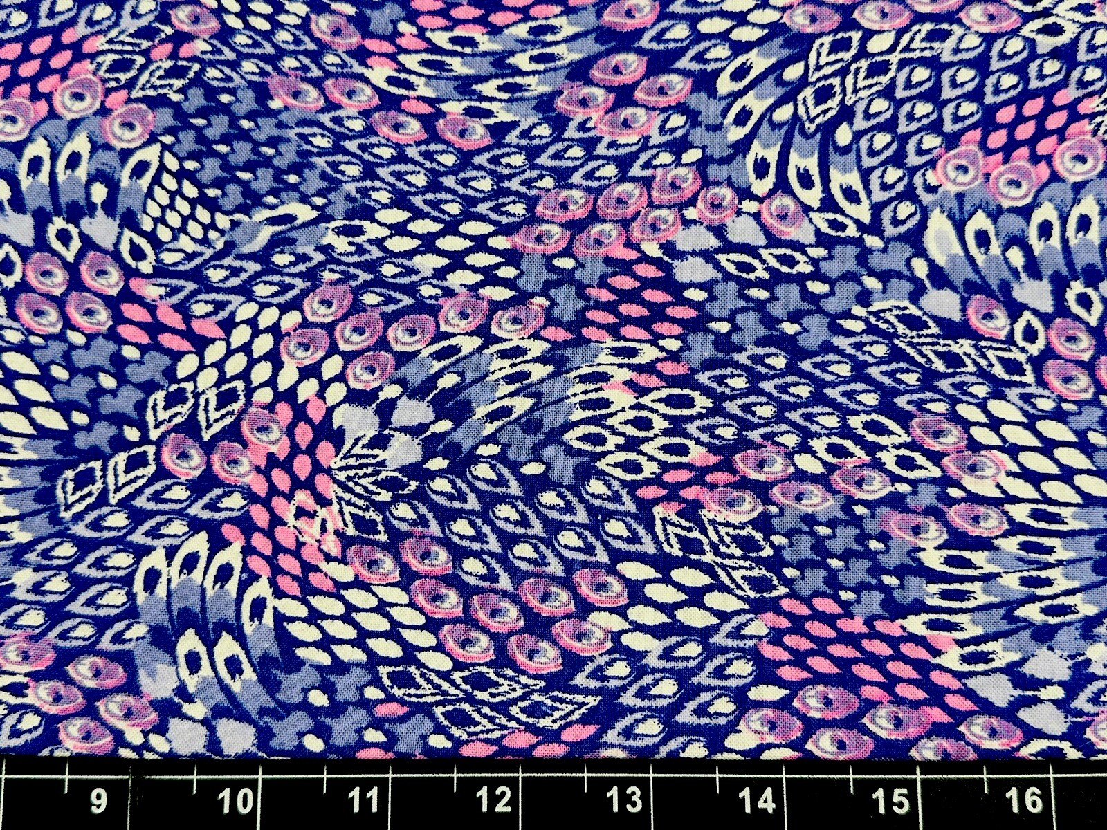 Tina Scrap 9″x21″ Peacock Feathers Leaves Pastel Purple Calico COTTON Fabric