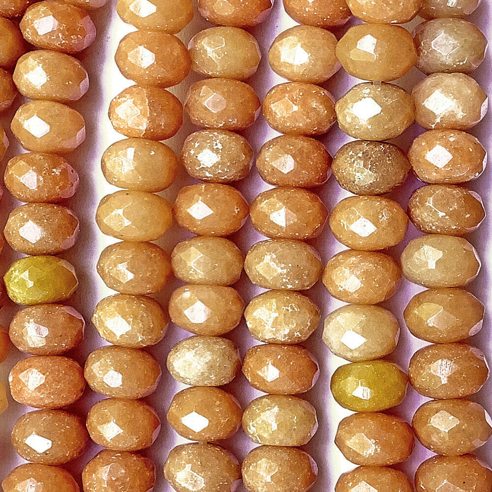 Aventurine 7x5mm Peach Faceted Rondelle Semi Precious Stone Q36 Beads per Pkg