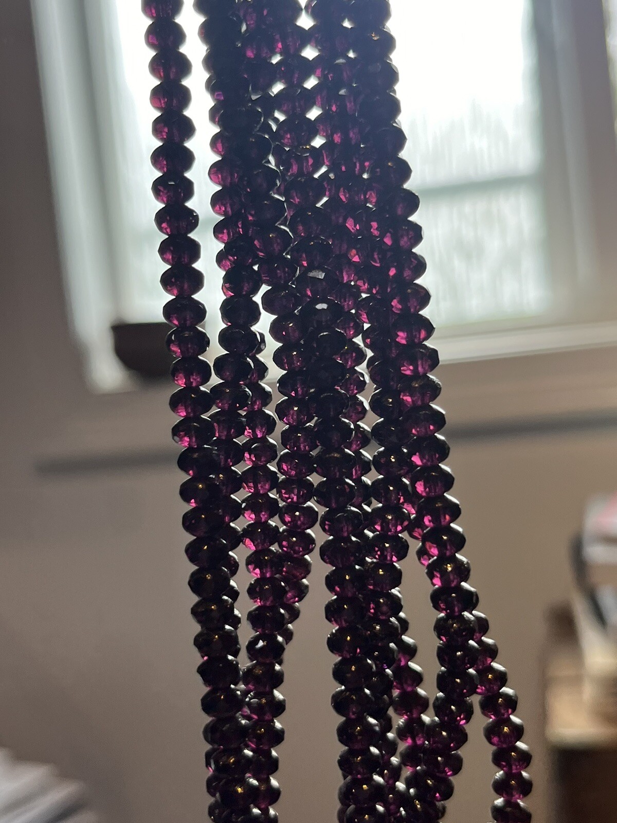 Iridescent Pressed Glass Purple Gold Vintage Czech Glass 6 In Strand Beads