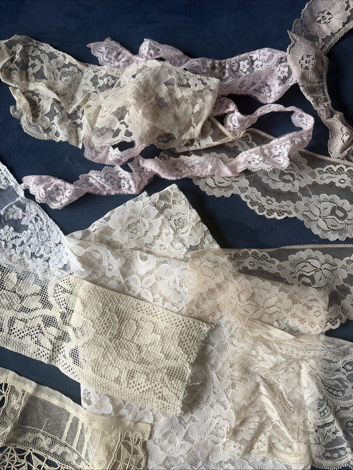 Antique Lace Trim Lot Victorian Edwardian Mixed Lace Yardage Sewing Ephemera