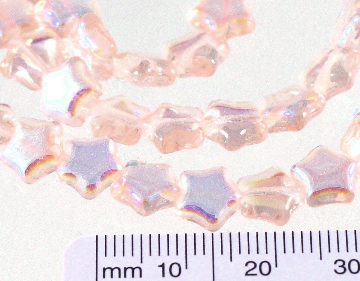 Czech Pressed Glass AB Light Rose Pink 8x8mm Star Beads 1 Strand(55) *
