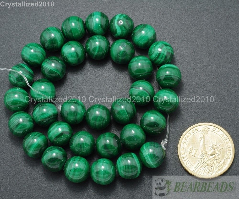 Grade AAA Natural Malachite Gemstone Round Beads 4mm 6mm 8mm 10mm 12mm 15.5″