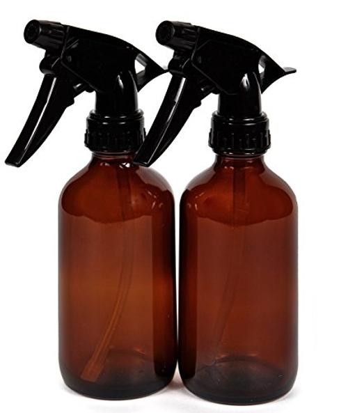 8 oz Amber Glass Bottles with Black Trigger Sprayers – 2 pk