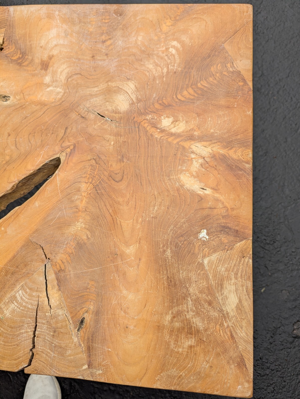Natural Teak Wood Slab Table Top Live Edge Modern Coffee Side Table End Art Deco