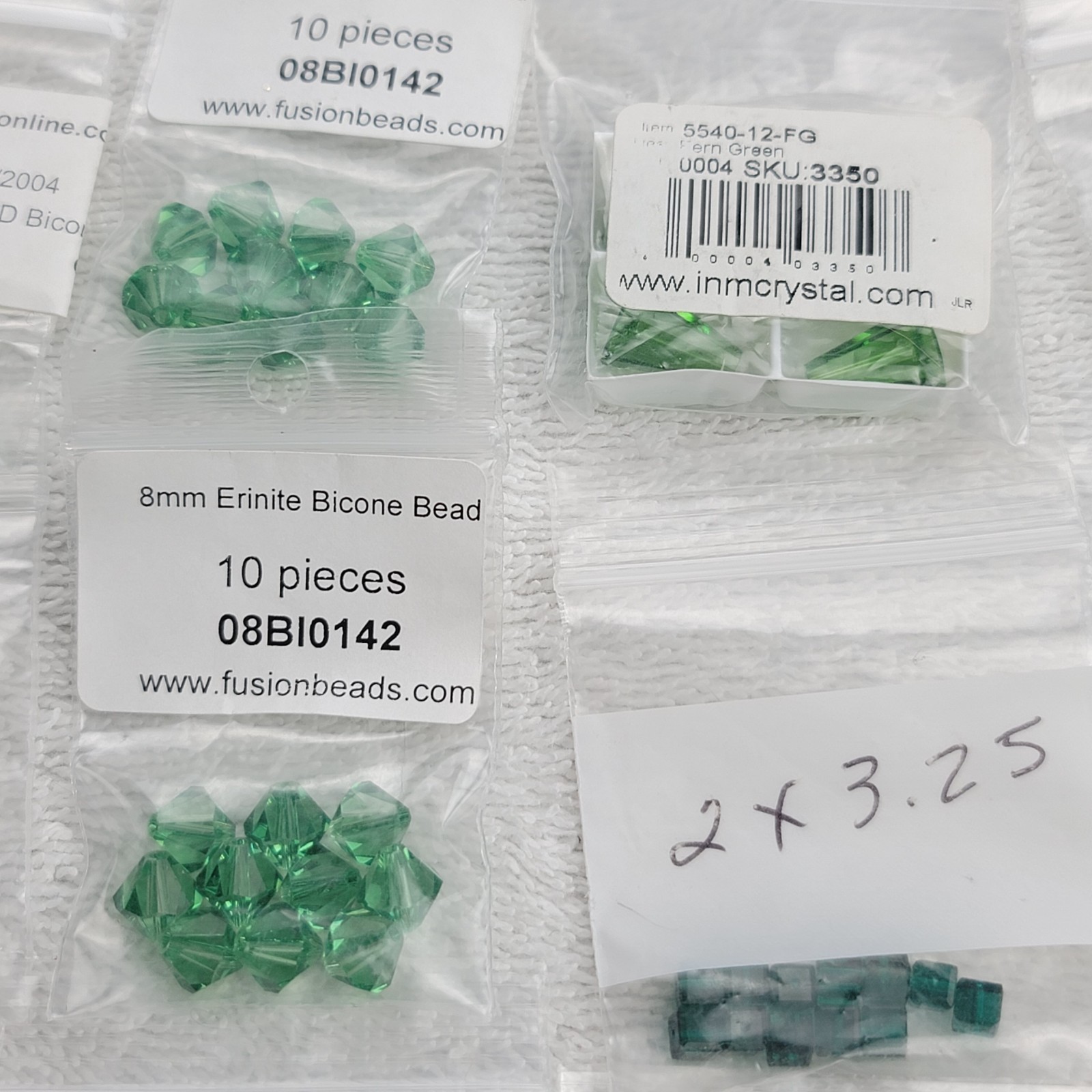 Swarovski Crystal Bead Lot Green Emerald Erinite Bicone Cube Pendant Mixed Qty