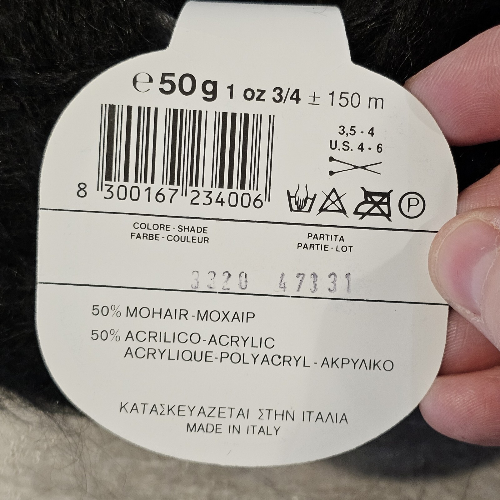 Lane Cervinia Softer Yarn 4 Skeins Mohair Blend Black #3320 50 Gram Skeins Italy