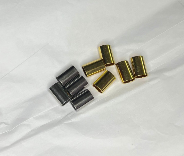 Crimp Sleeves for 1/4″ Biothane or Other Rope – Brass or Silver – 10 pack
