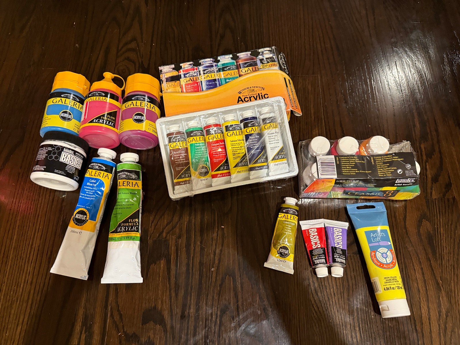 Acrylic Paints LOT Liquitex, Winsor & Newton, Tubes, Jars, USED