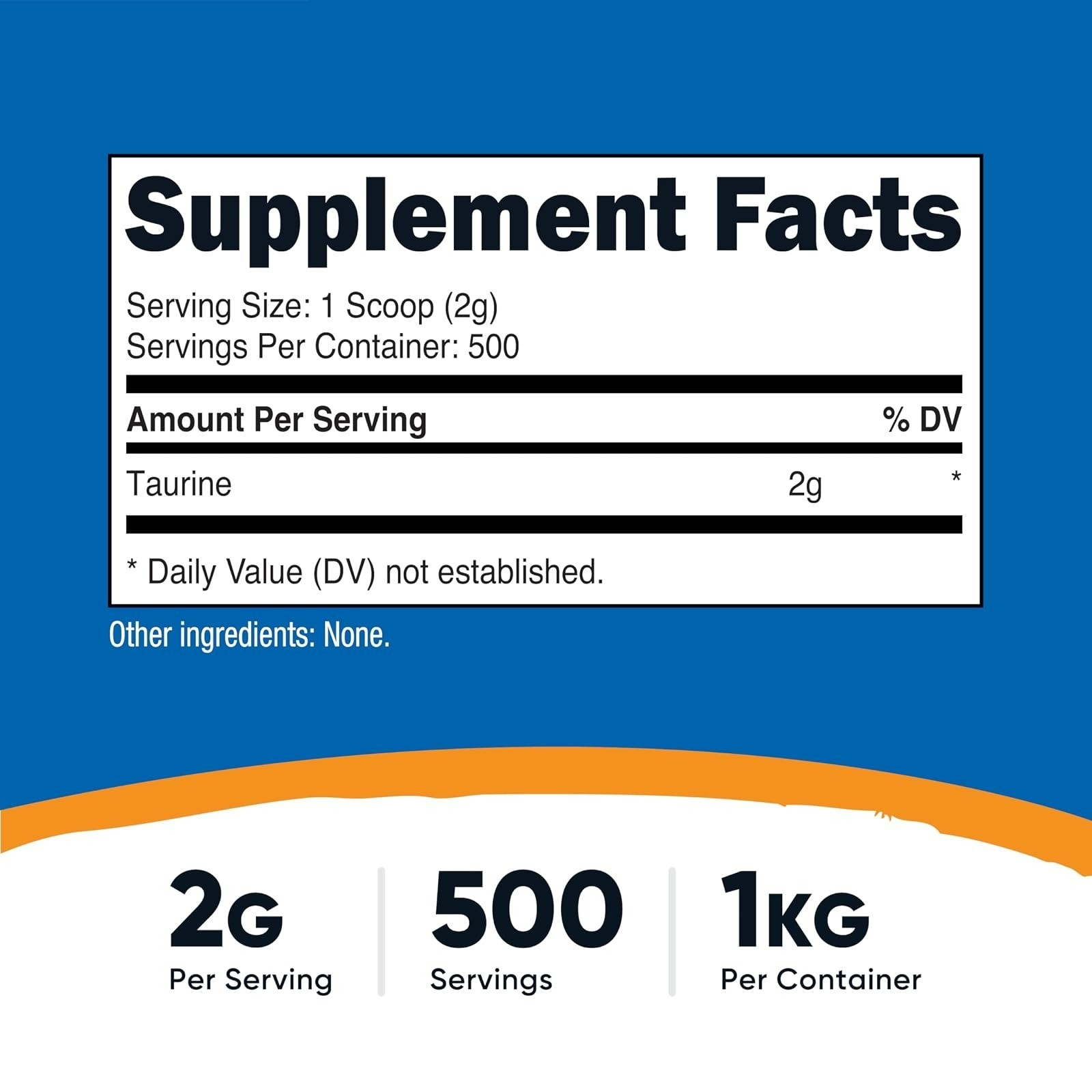 Nutricost Taurine Powder 1KG – 500 Servings – Non-GMO, Gluten Free