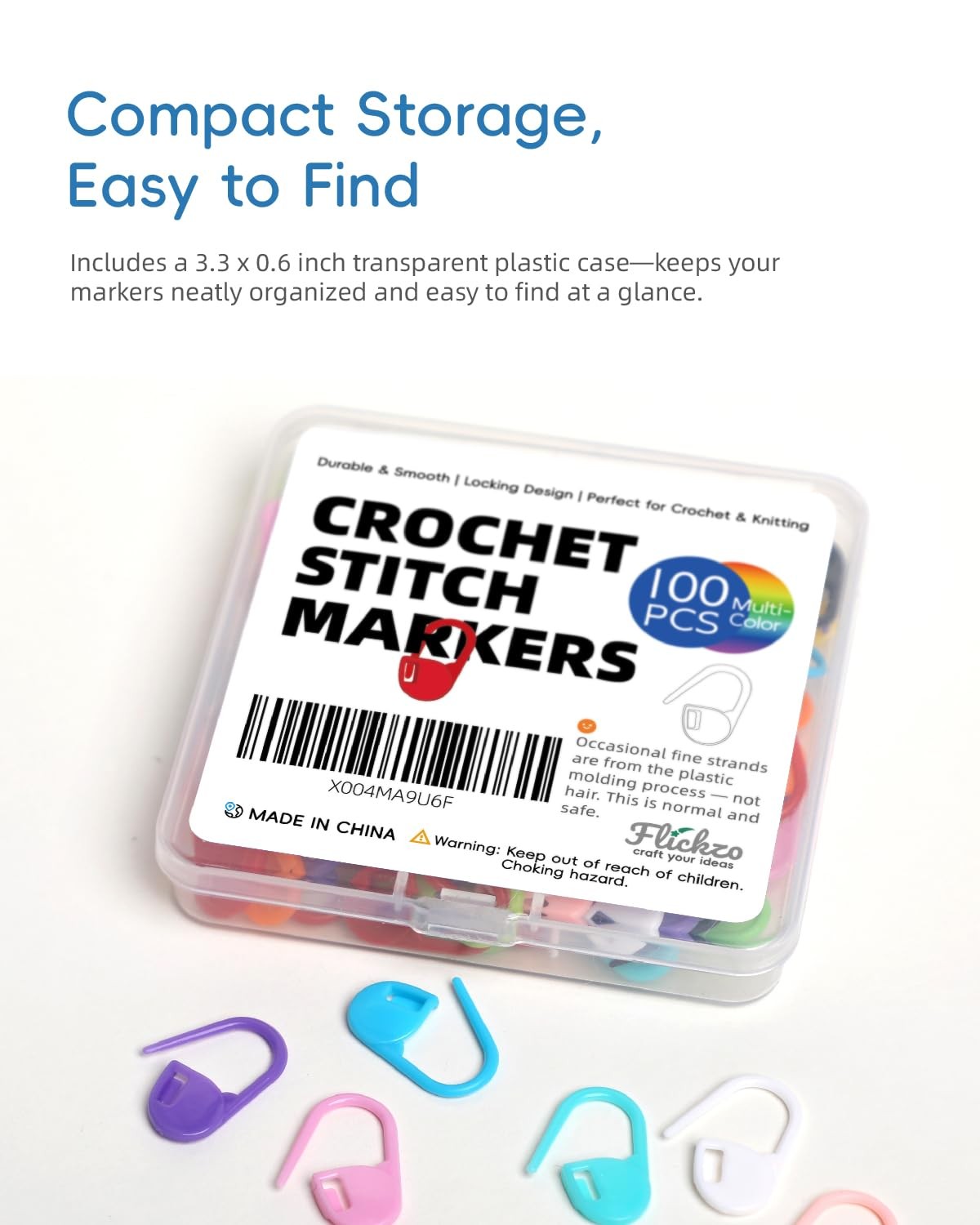 100PCS Crochet Stitch Markers Locking Stitch Markers Storage Case Safety Pins