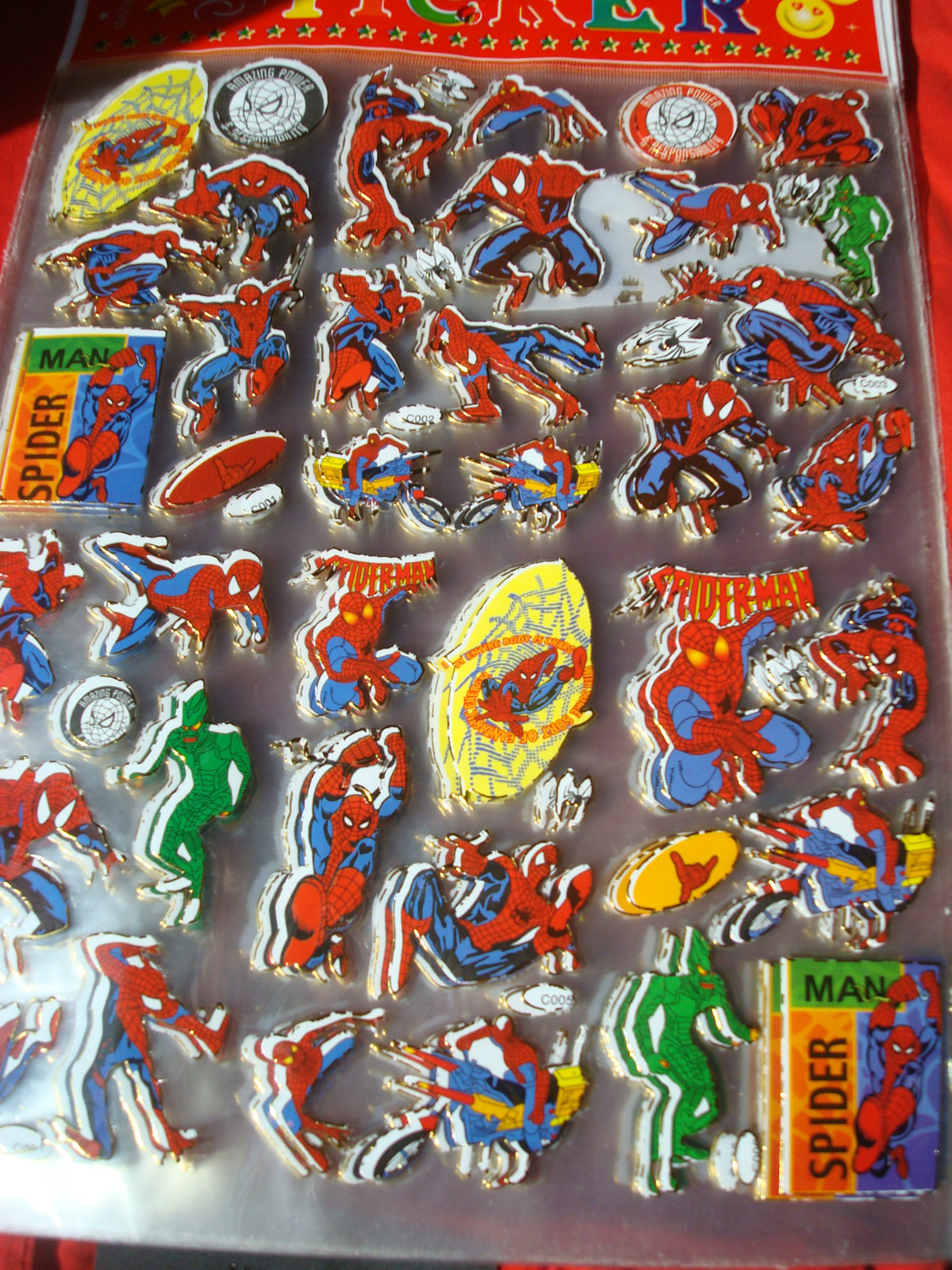 Cool 10 Large Sheets of Spiderman Laser Stickers 8″ X 10″ NEW clear
