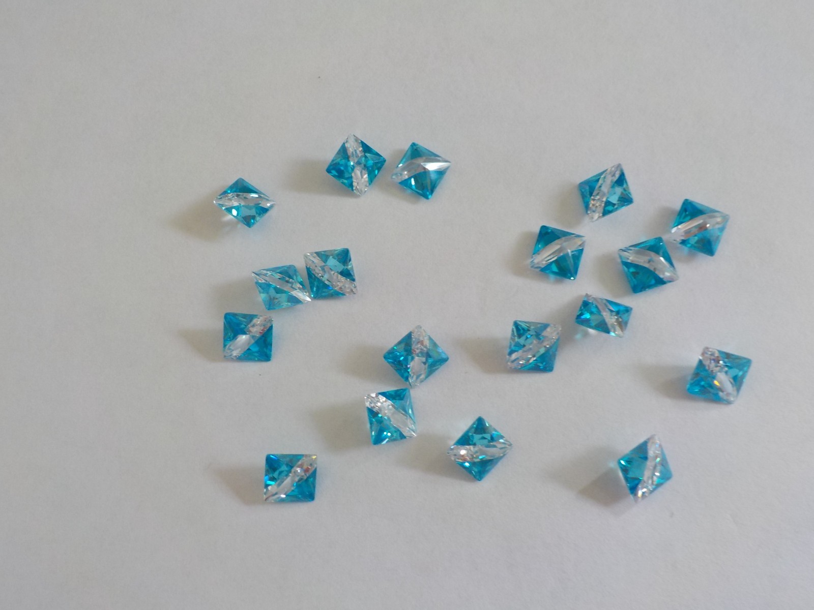 Square 6mm Clear Blue No Hole Stone Cubic Zirconia (12 Loose) Jewelry Making