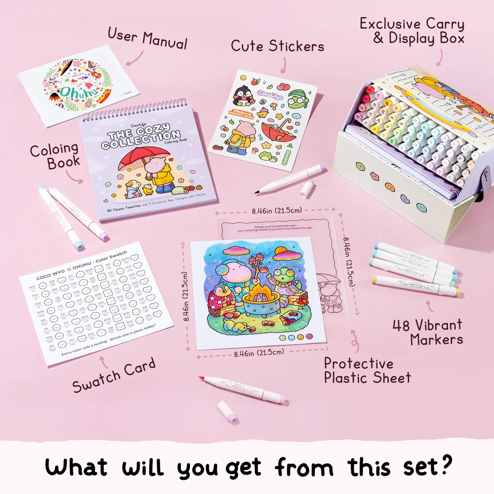 Ohuhu x Coco Wyo Cozy Mood Coloring Kit Honolulu B 48 Colors Alcohol Markers NEW