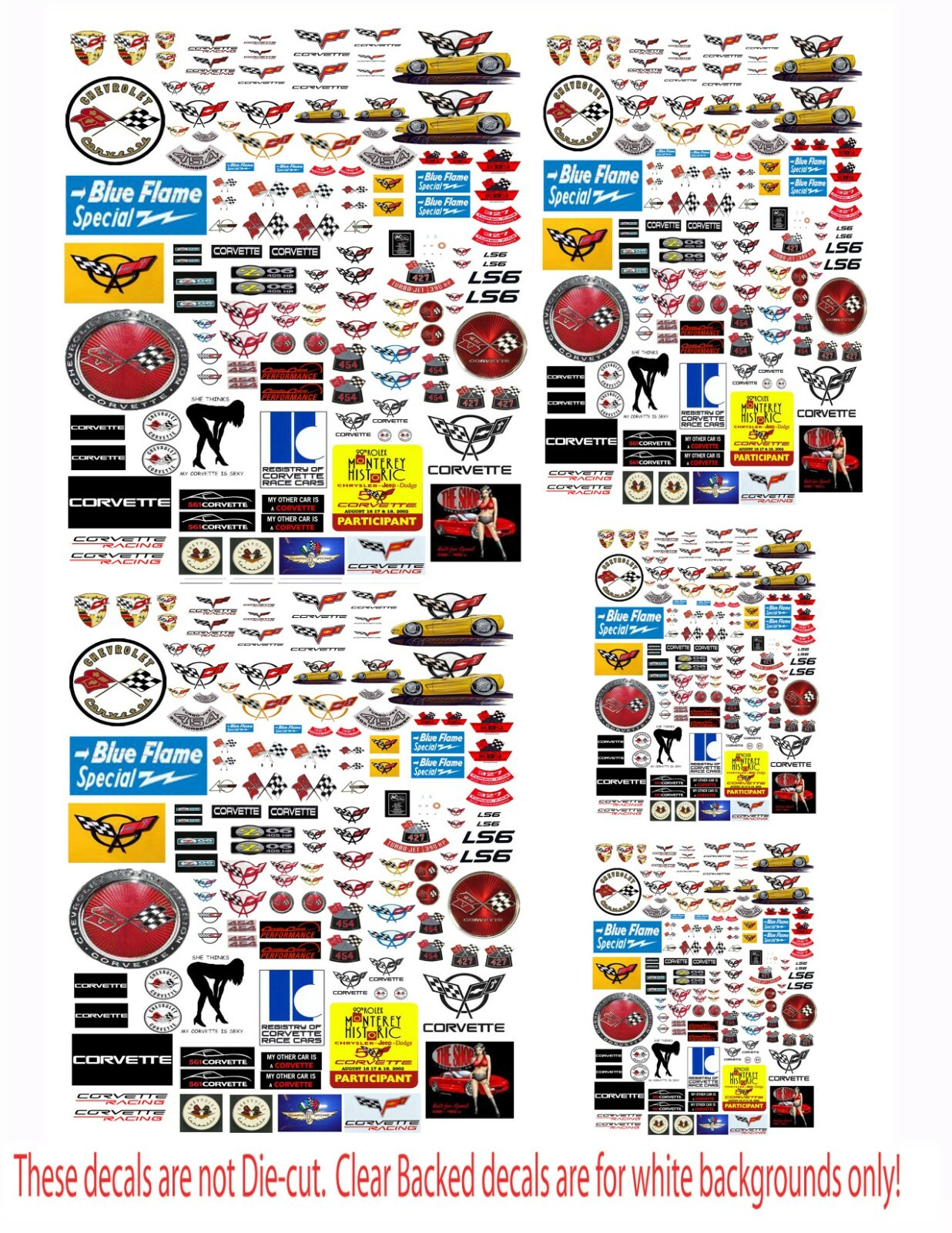 1: 24 1:32 1:43 CHEVY CORVETTE DECALS FOR DIECAST & MODEL CARS & DIORAMAS