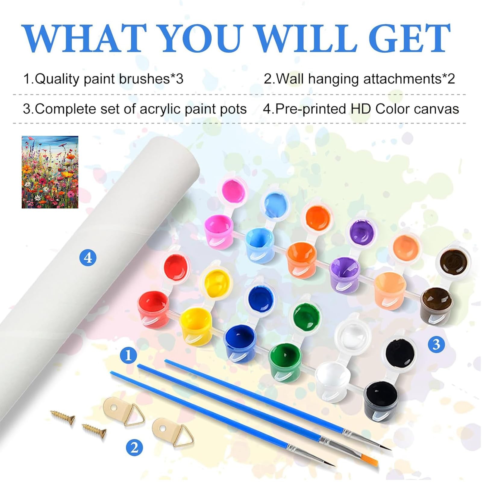 Wildflower Paint by Numbers Kit for Adults 16×20 Inch Canvas Art