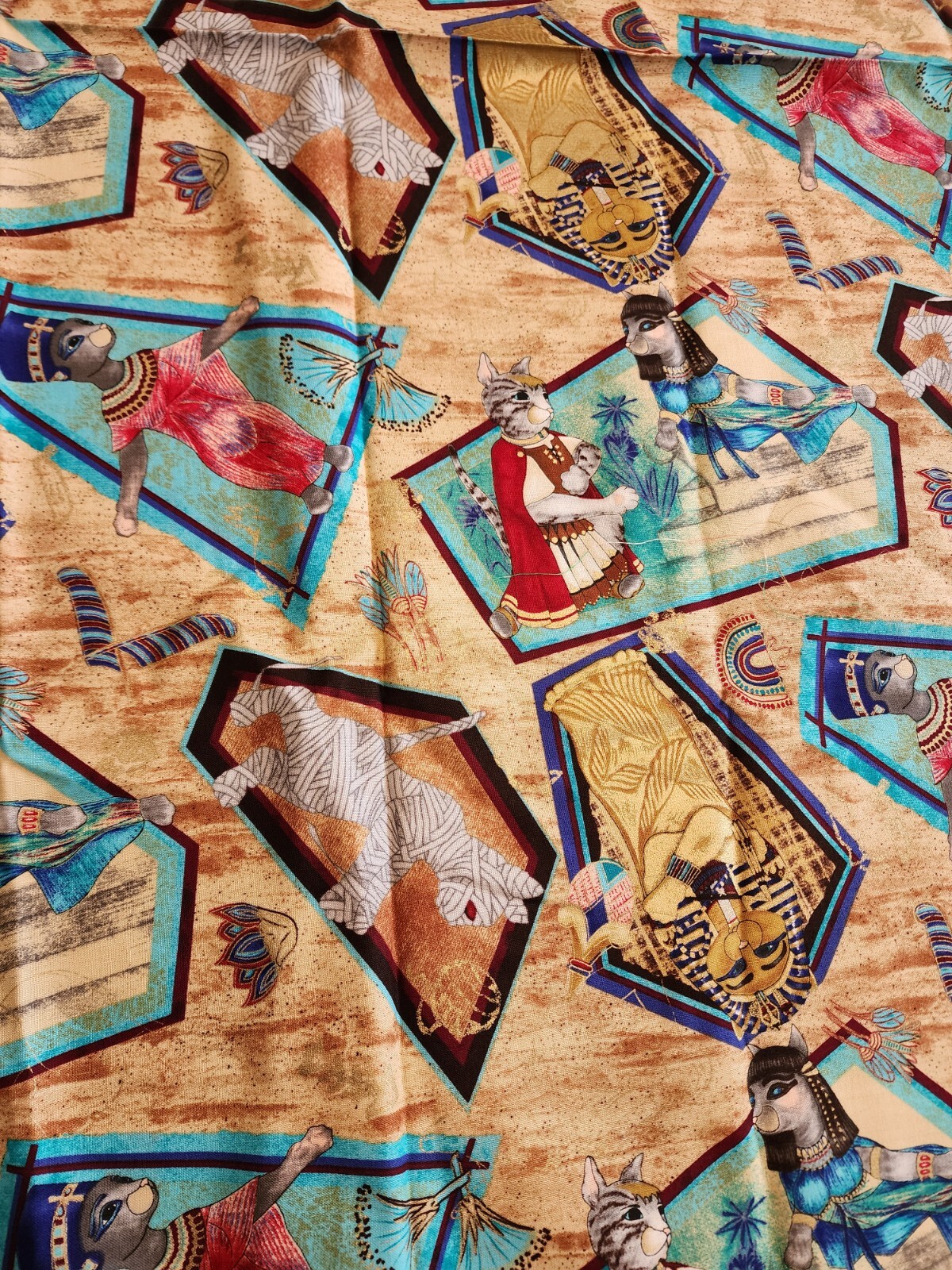 Michael Miller Paw Prints of Egypt Cats Fabric Egyptian 2.58 yds.