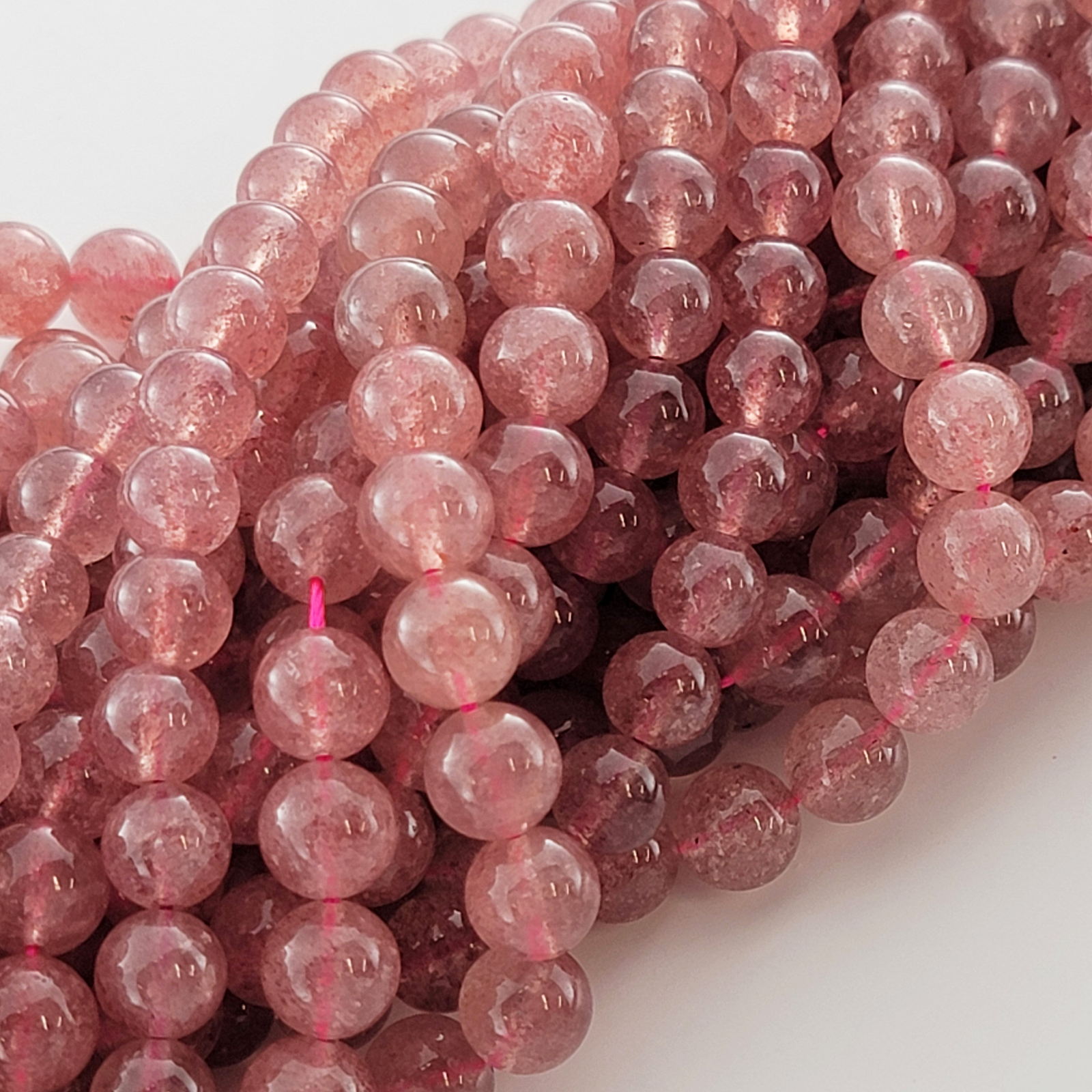 Strawberry Quartz Beads Genuine Gemstone Natural Smooth Round 4mm 6mm 8mm 10mm