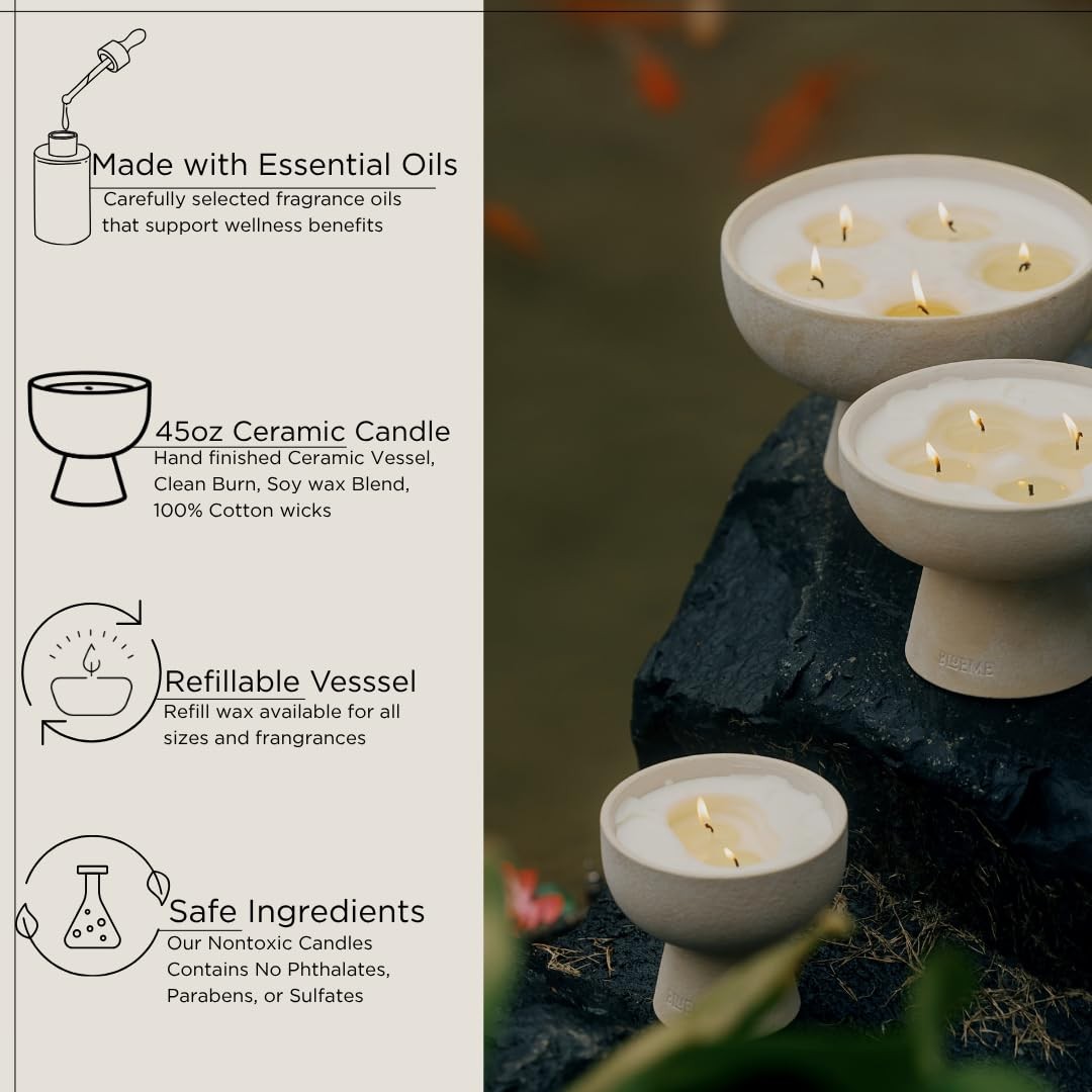 Blueme Balance Candle | White Lotus & Tea | 5 Wick – Refillable 45oz,