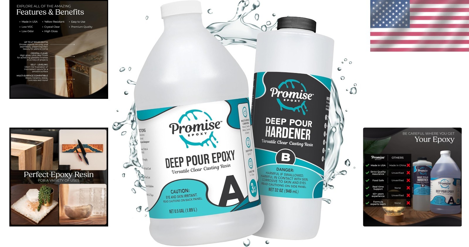 3 Quart Clear Deep Pour Epoxy Resin – Perfect for River Tables & DIY Projects