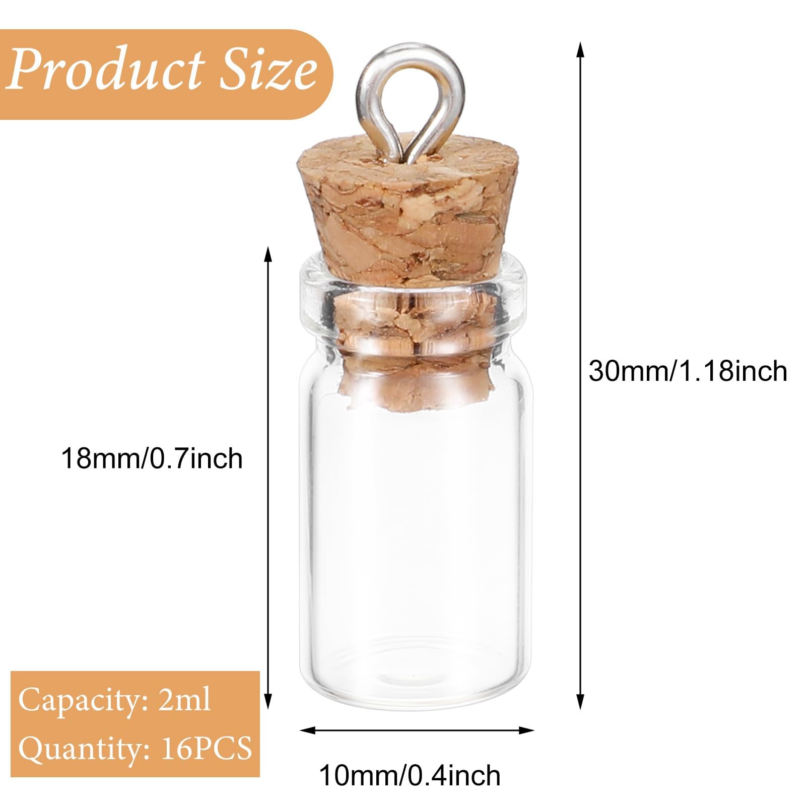 16PCS Small Glass Bottles With Cork Lids, 1ml Mini Wishing Bottles, Clear Dec…