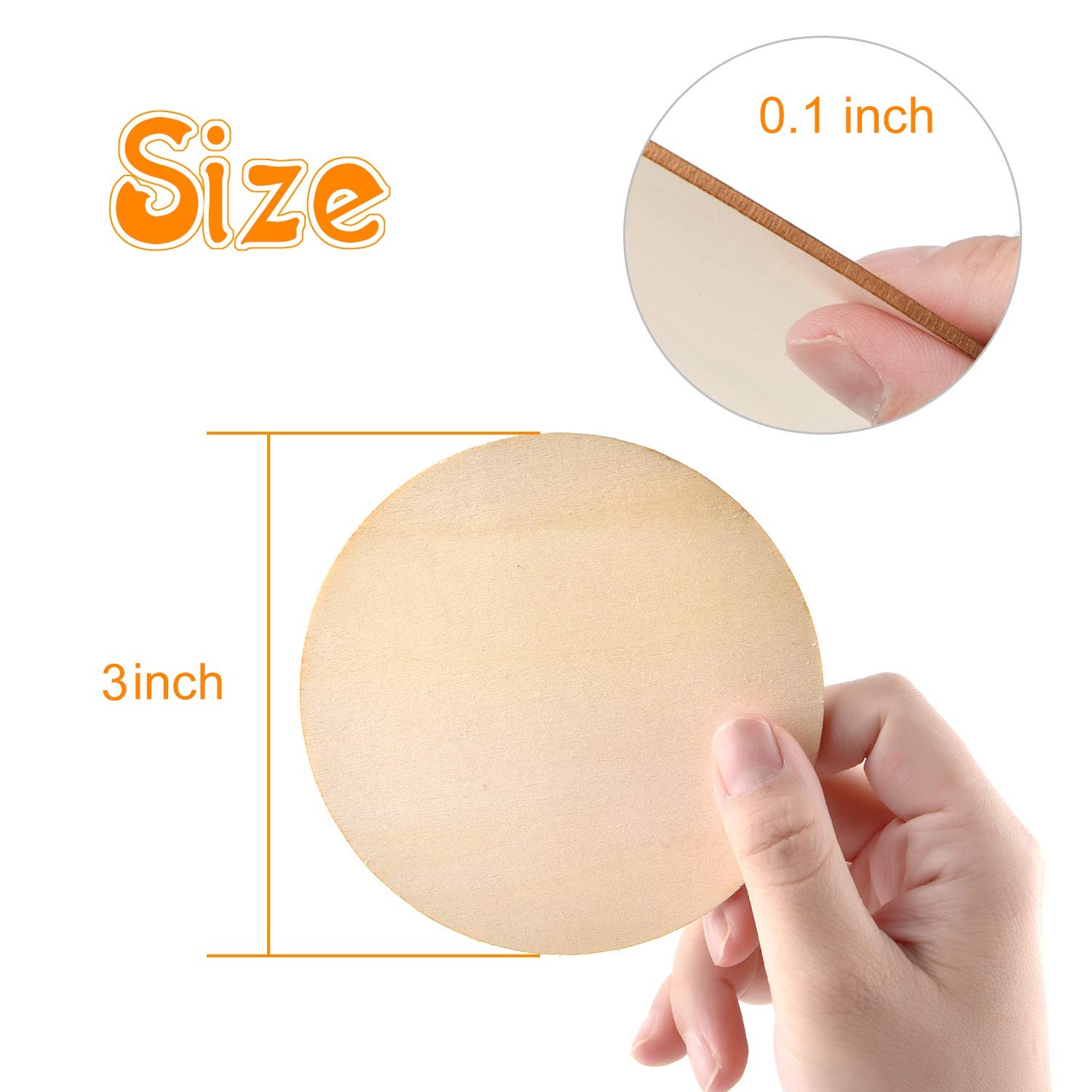 100 Pieces 3 Inch Unfinished Wooden Circles Blank Natural Round Wood Slices W…