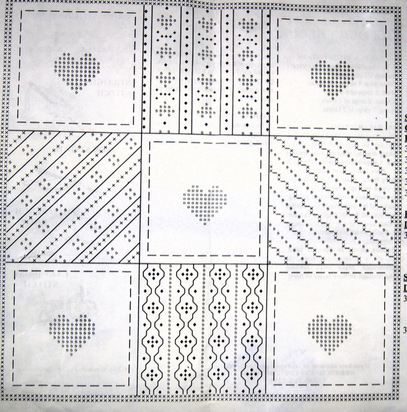 Herrschners® COUNTRY QUILT Stamped Cross-Stitch 6 Blocks 18″ X 18″ NO Floss