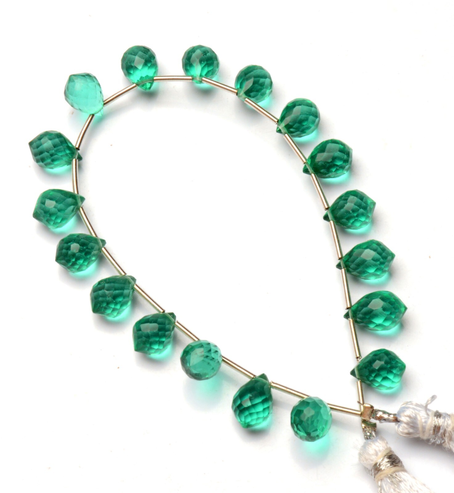 Emerald Gem Color Quartz Faceted 9×7 mm Size Teardrop Shape Briolette Beads 7″