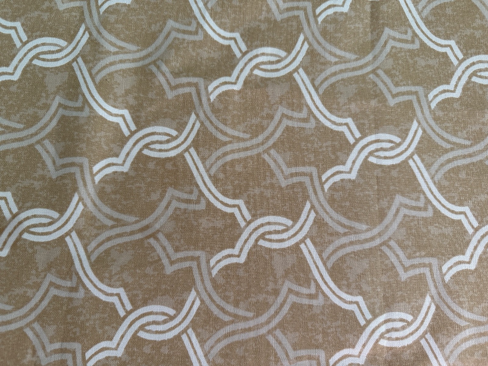 Waverly UPHOLSTERY FABRIC, beige & white, geometric pattern, 27×54 inch remnant