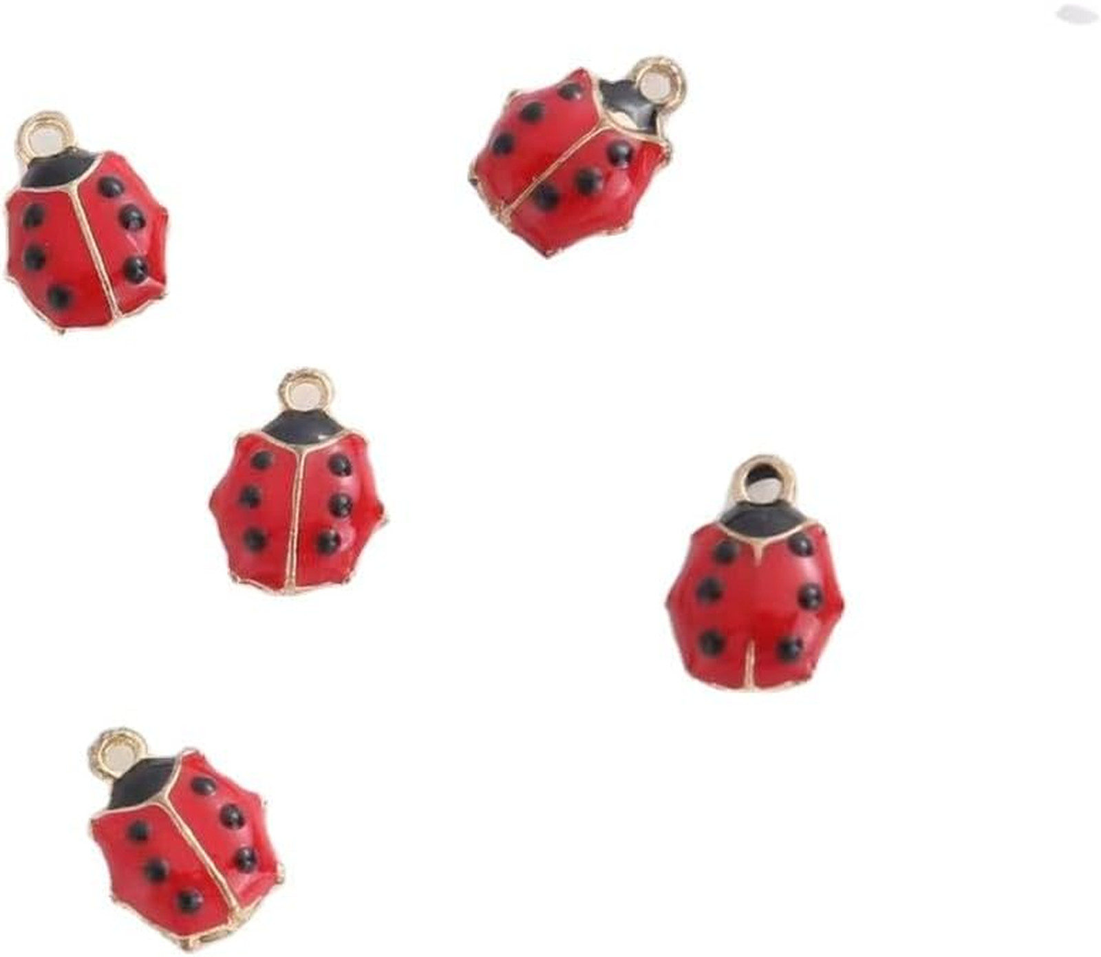 Ladybug Charms 12x9mm Red Black Silver Jewelry Making Pendants 10 Pieces