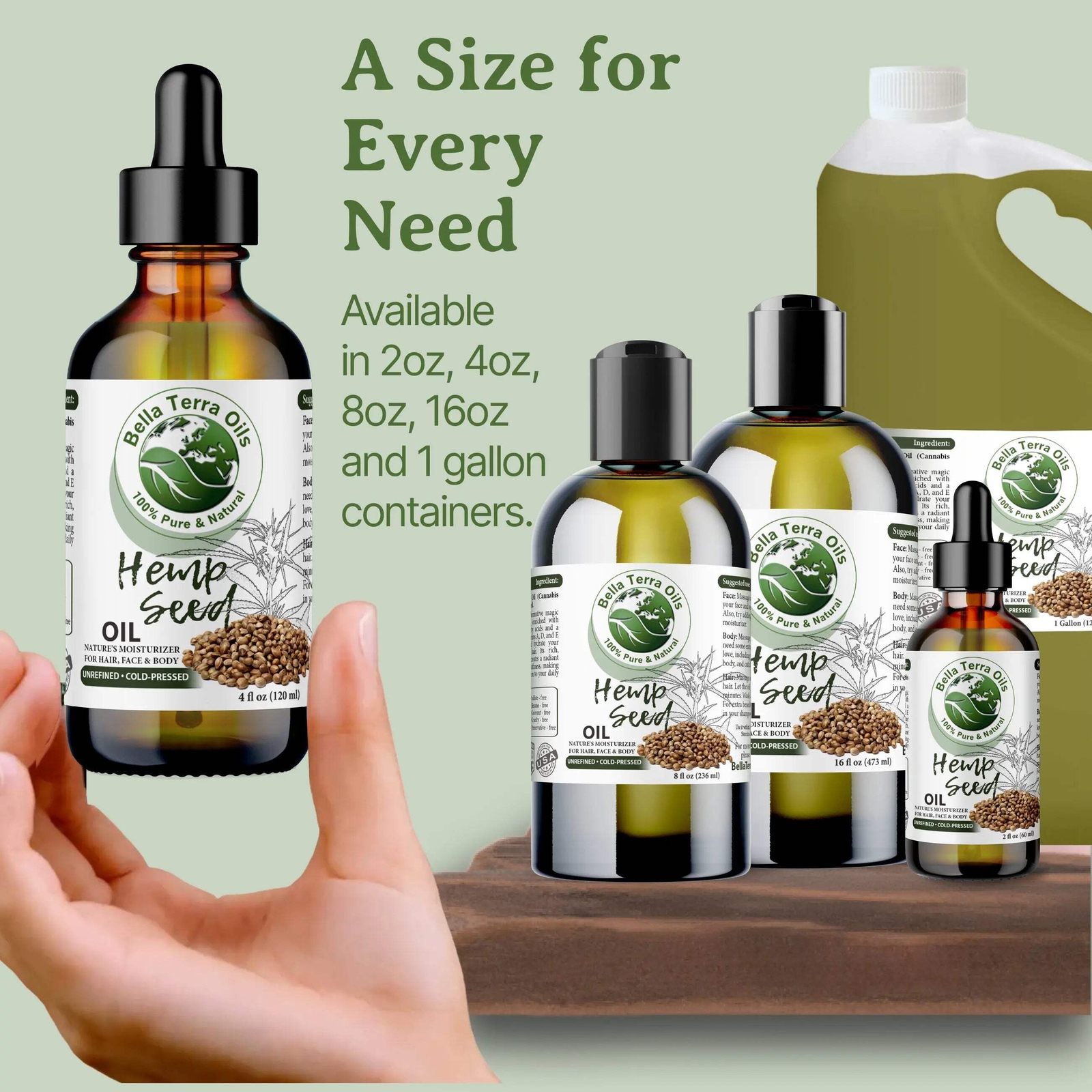 Hemp Seed Oil: Cold-Pressed, Natural, Perfect for Skin, Hair, Wellness