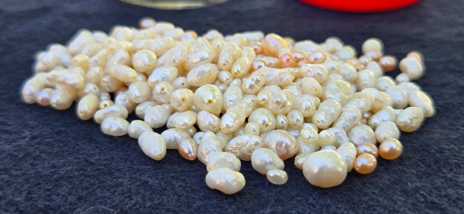 Vtg Lot of 50 Gram Genuine Freshwater Pink Biwa Natural Pearl Rice Baroque Beads