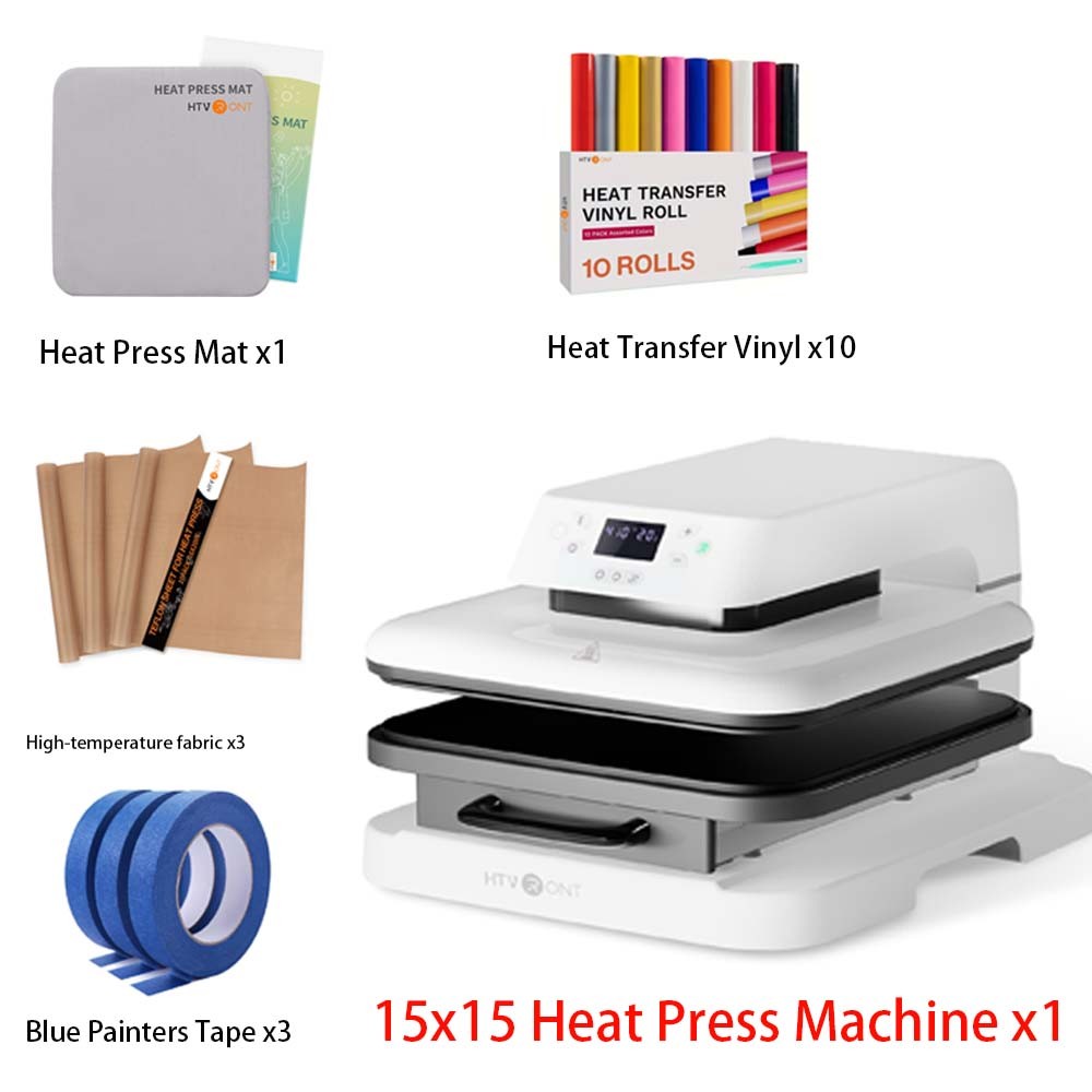HTVRONT Heat Press Machine&Heat Transfer Vinyl&Painters Tape for T Shirt Press