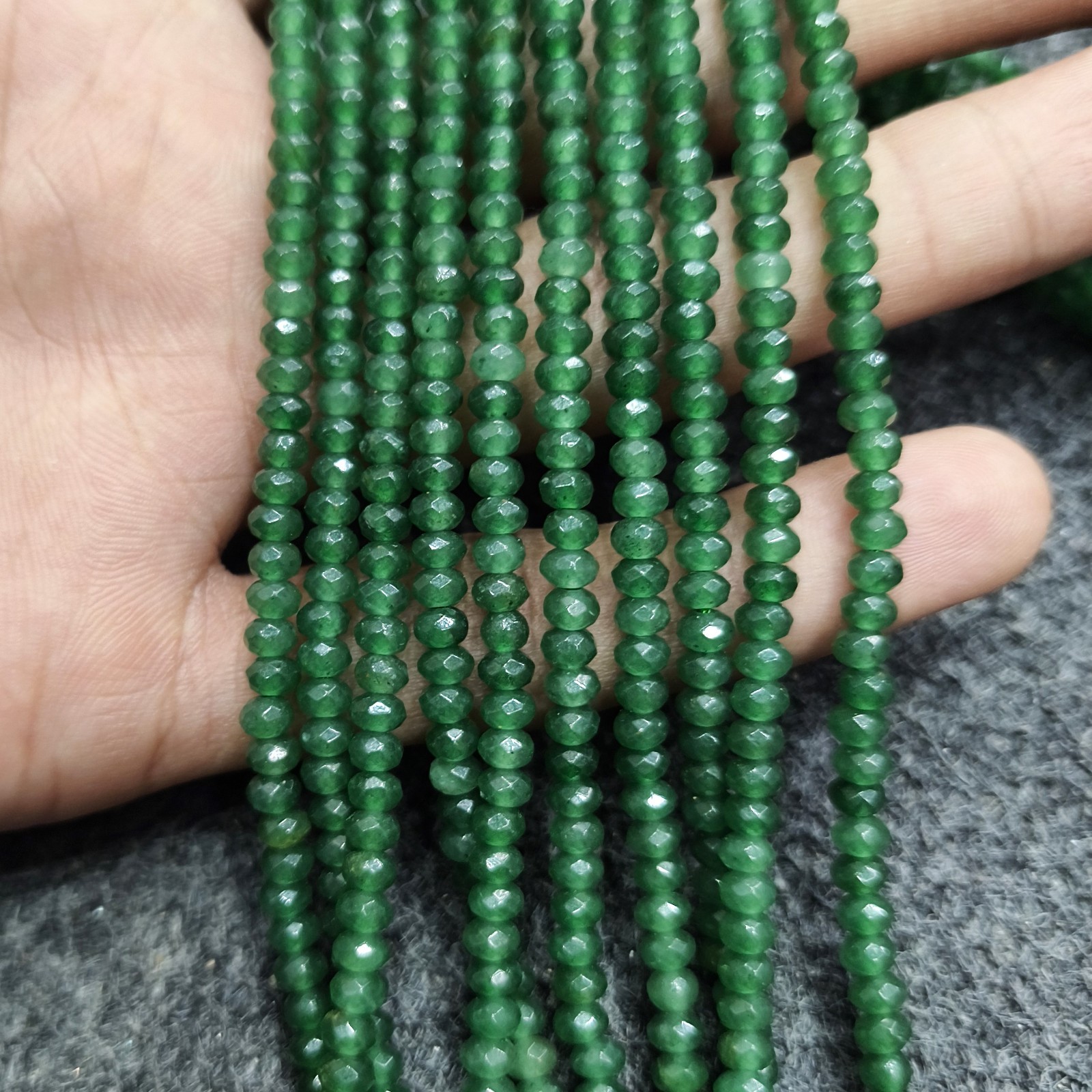 Natural Emerald Beaded Necklace, 4mm Faceted Rondelle Beads Necklace, Green Gift