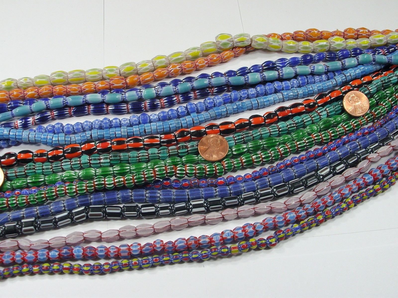 15 Strands 15″ Assorted India Handmade Chevron Glass Beads Bulk Lot (QZP-2)