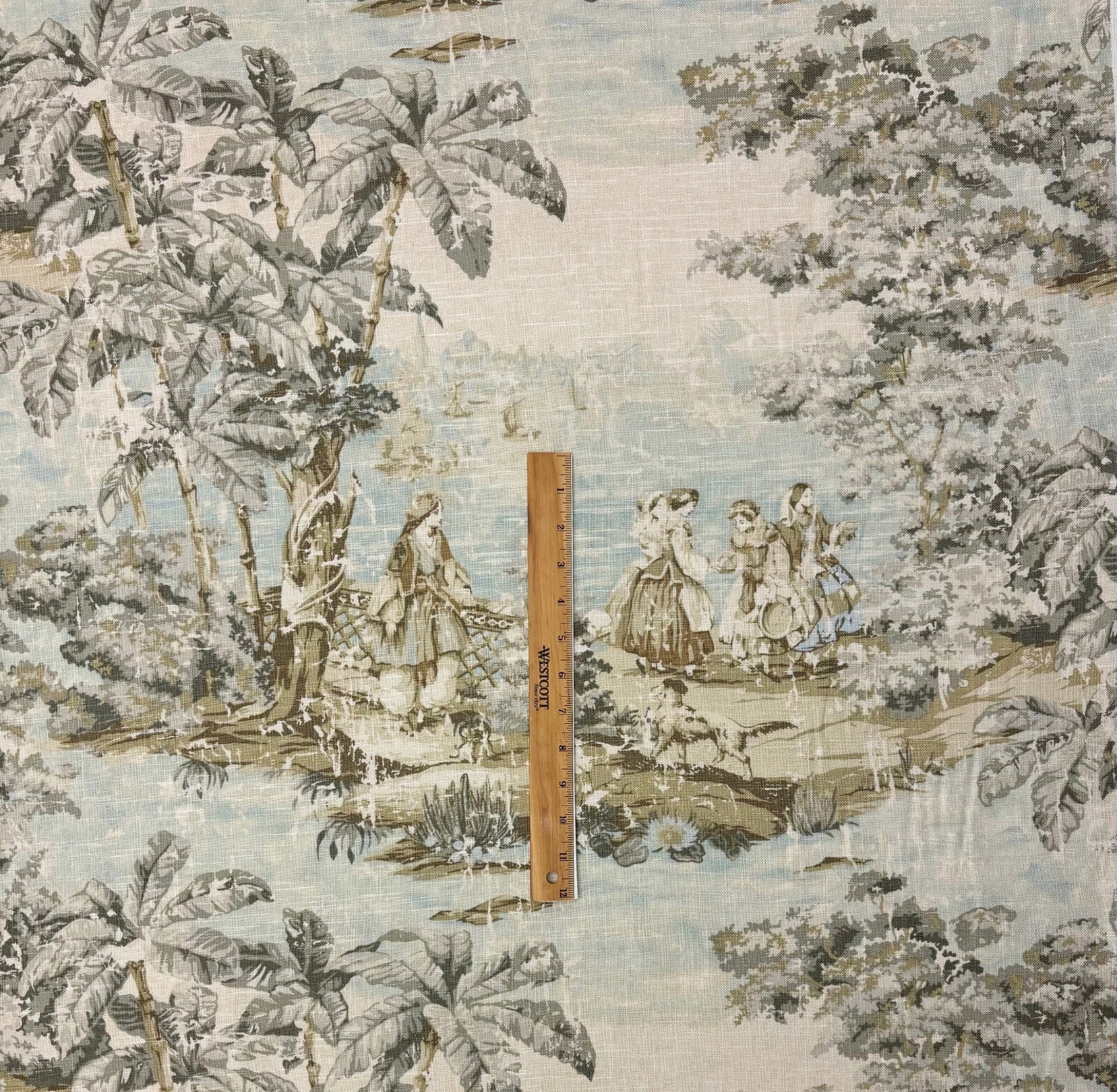 COVINGTON BOSPORUS 197 FLAX BEIGE RENAISSANCE TOILE LINEN FABRIC BY YARD 54″W
