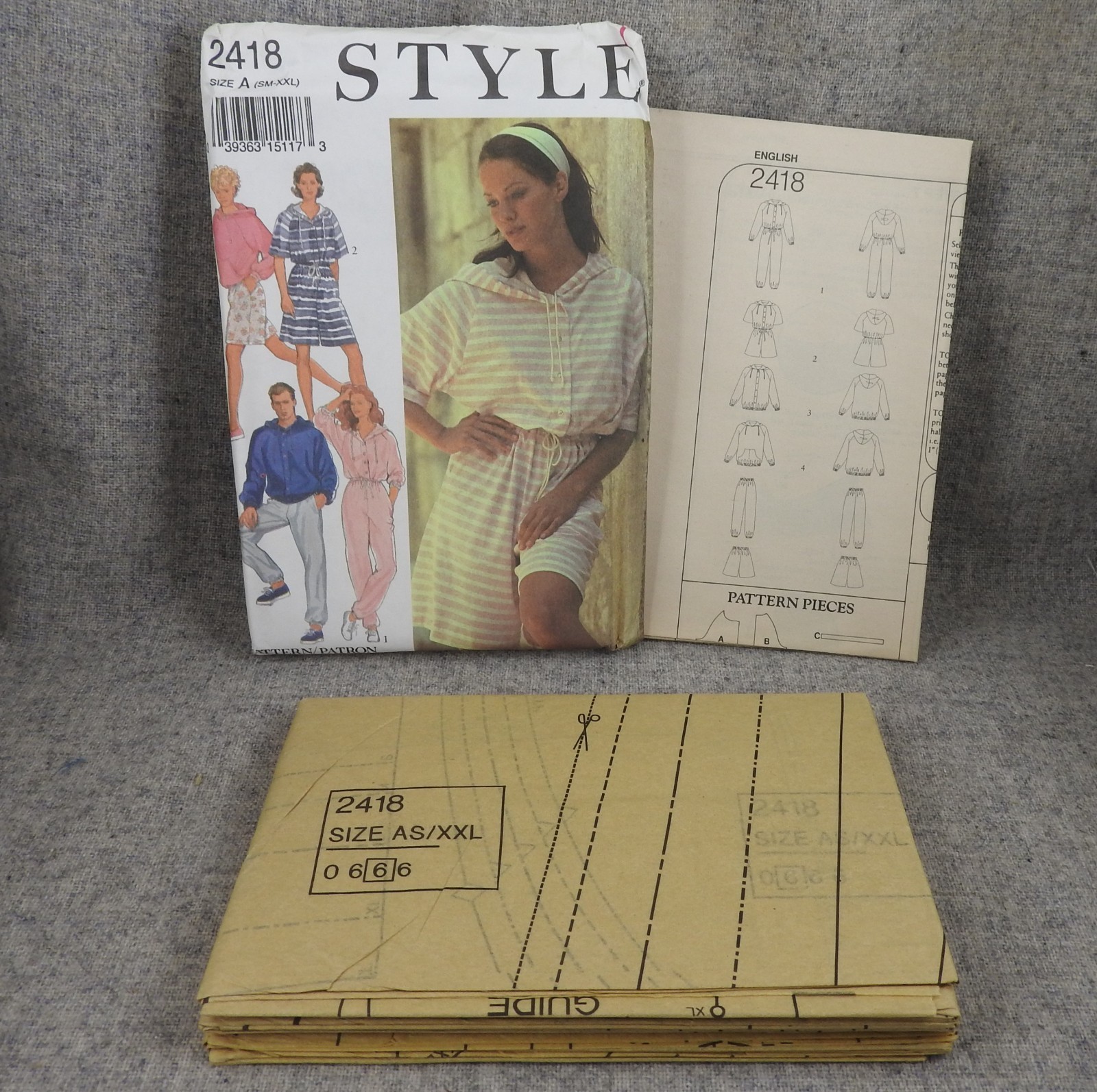 Style 2418 Unisex Oversized Sportswear Hooded Jumpsuit Top Pants Small-2XL Uncut