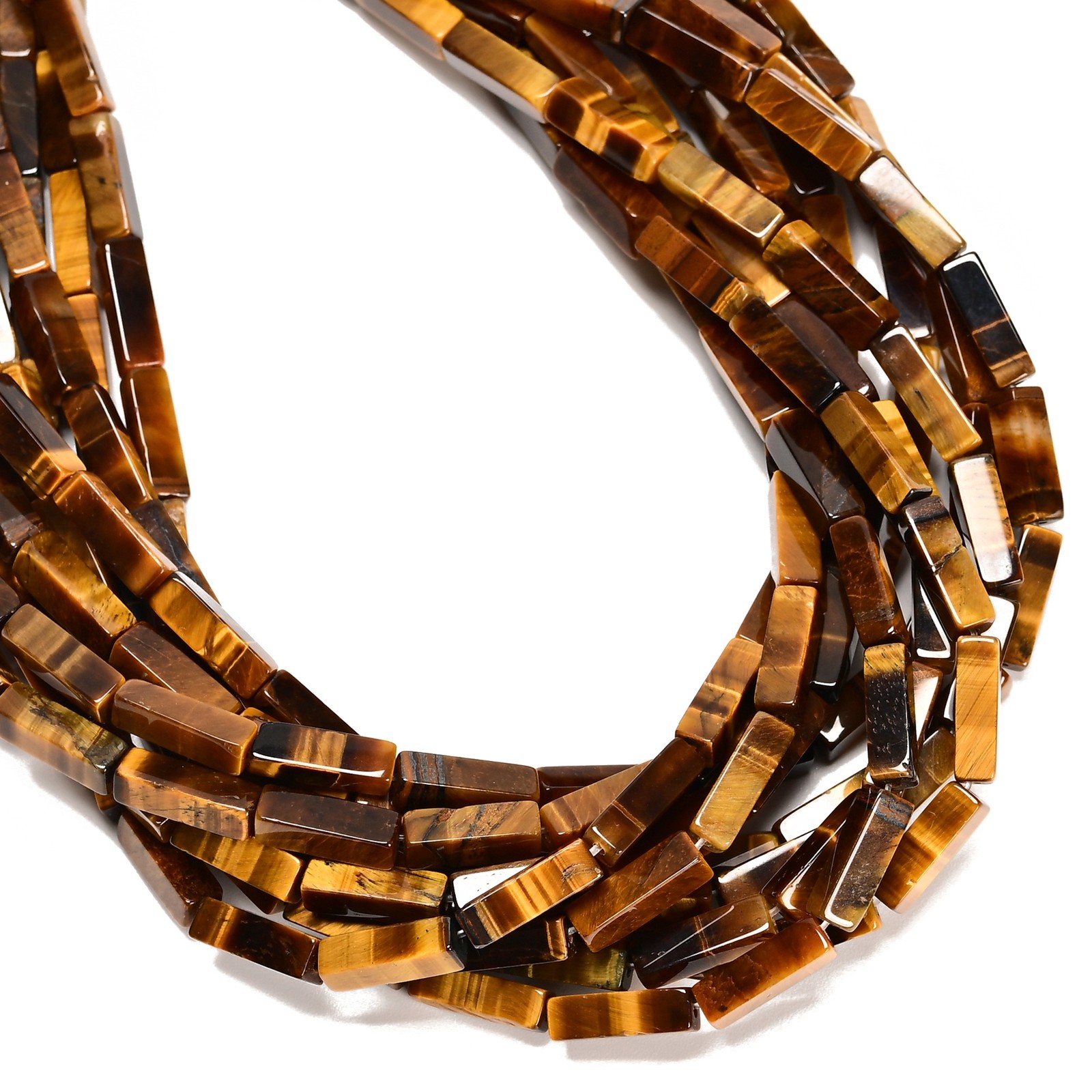 Natural Yellow Tiger Eye Rectangle Tube Beads Size 4x13mm 15.5” Strand