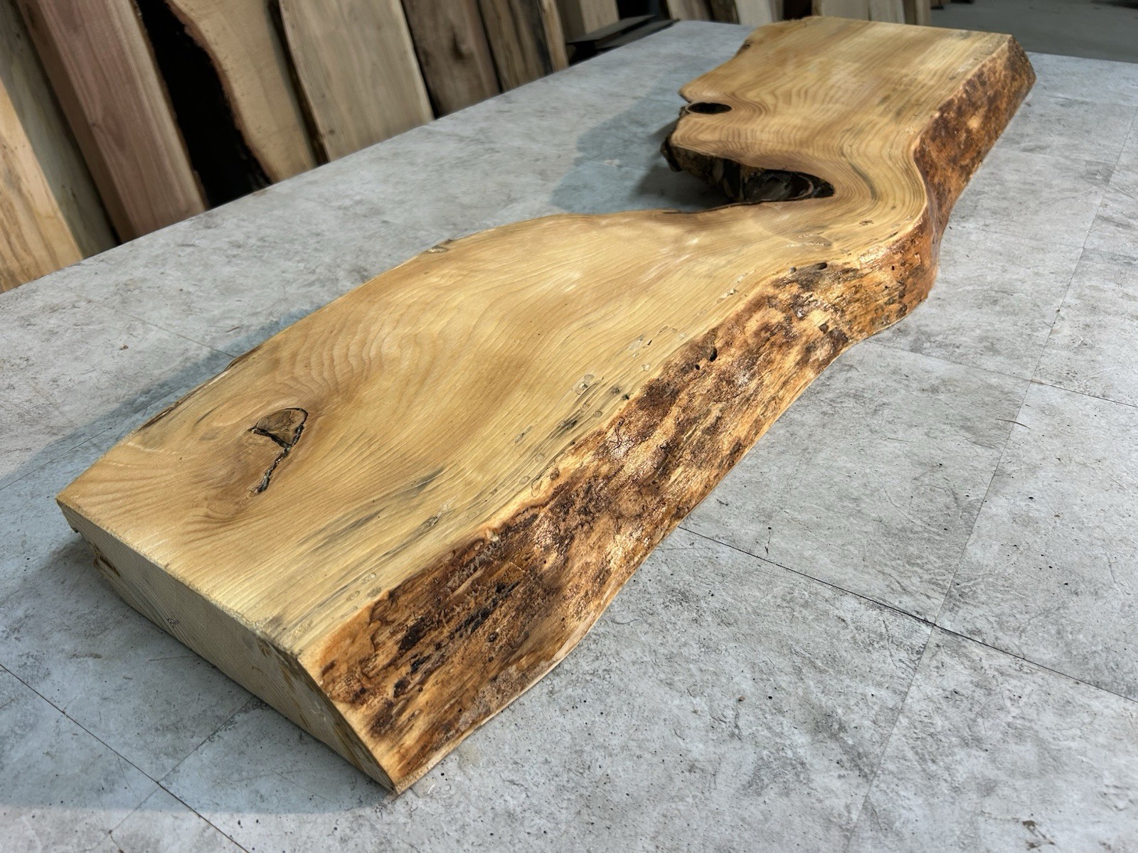 Gnarly Live Edge Pine Wood Slab/ Rustic Shelf or Mantle/Dried Wormy Pine Wood