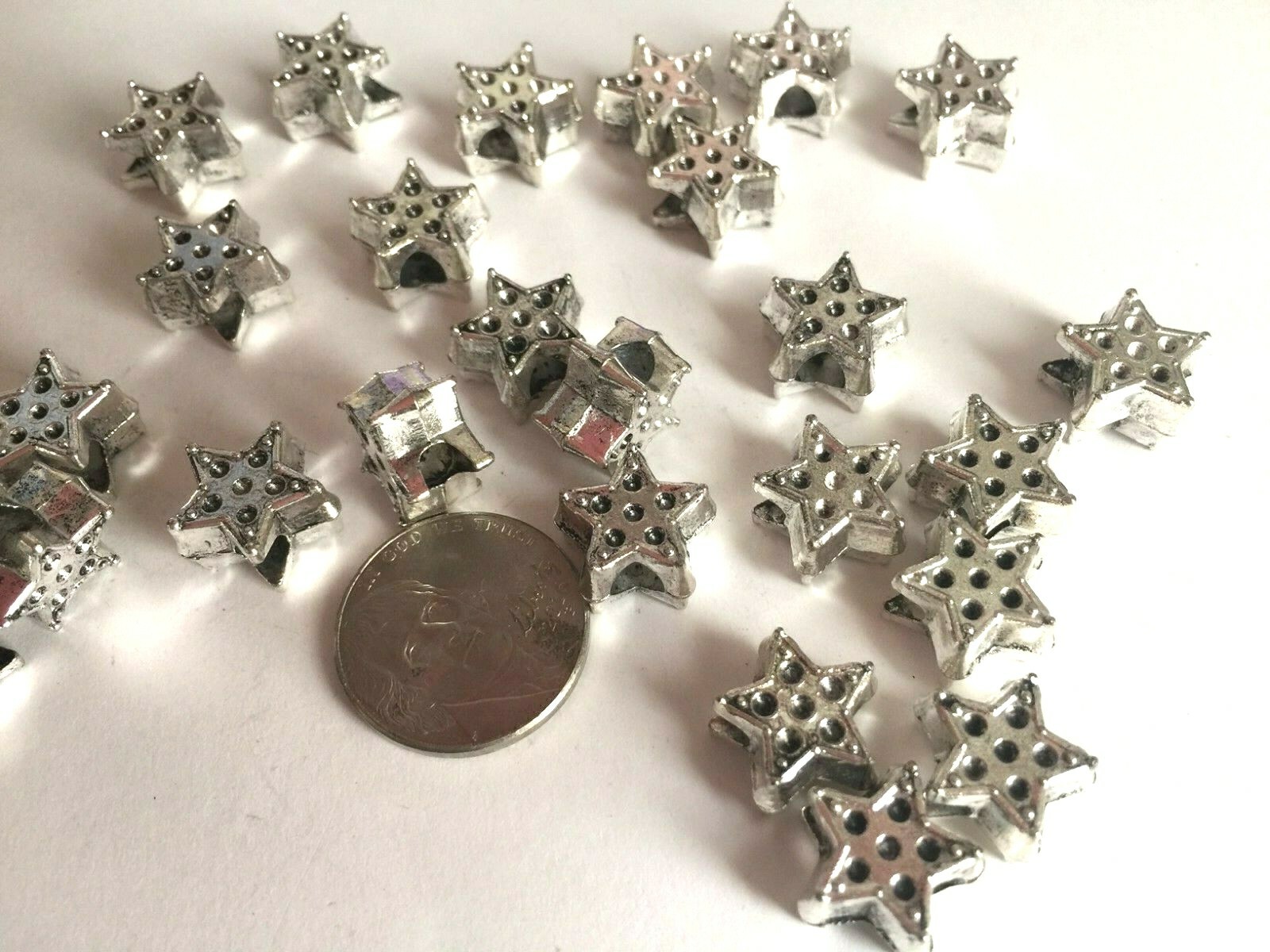 European Charms Star Charms Bead Antique Silver Tone DIY Finding 20 pcs 10x10mm