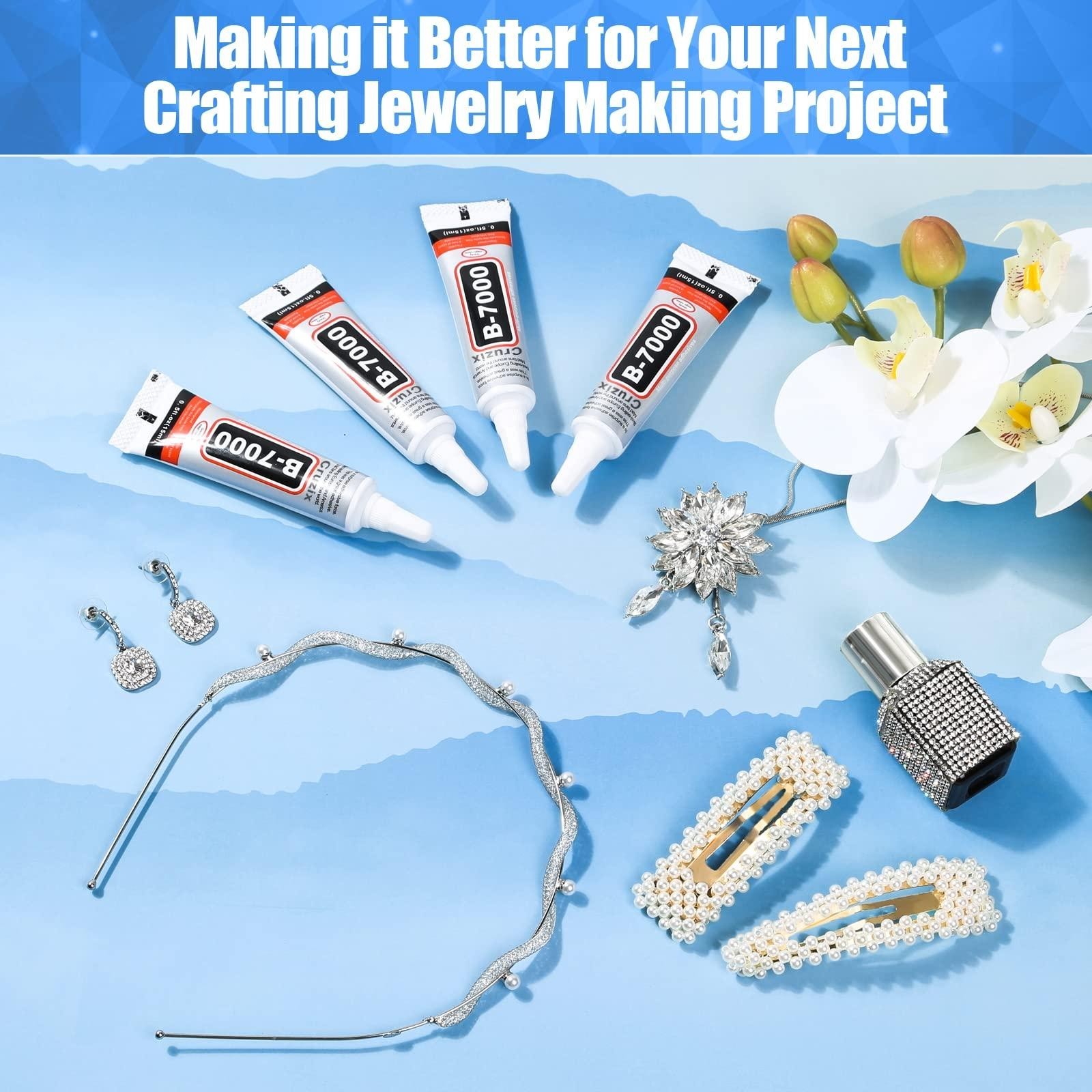B-7000 Glue Clear 4 Pack – 15ml Jewelry Rhinestone Fabric Phone Repair Adhesive.