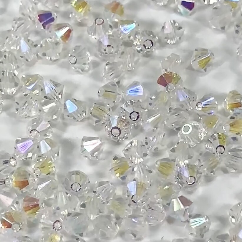 Czech Bicone Crystal Beads Crystal Light AB2X fully AB coated Rondelles 4mm 6mm