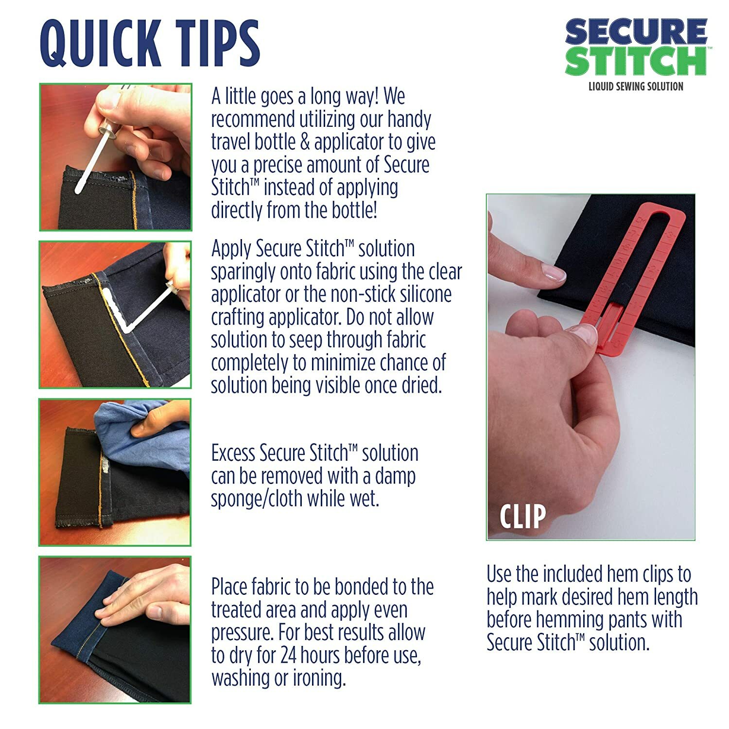 Secure Stitch Liquid Sewing Solution Kit! Fabric Glue