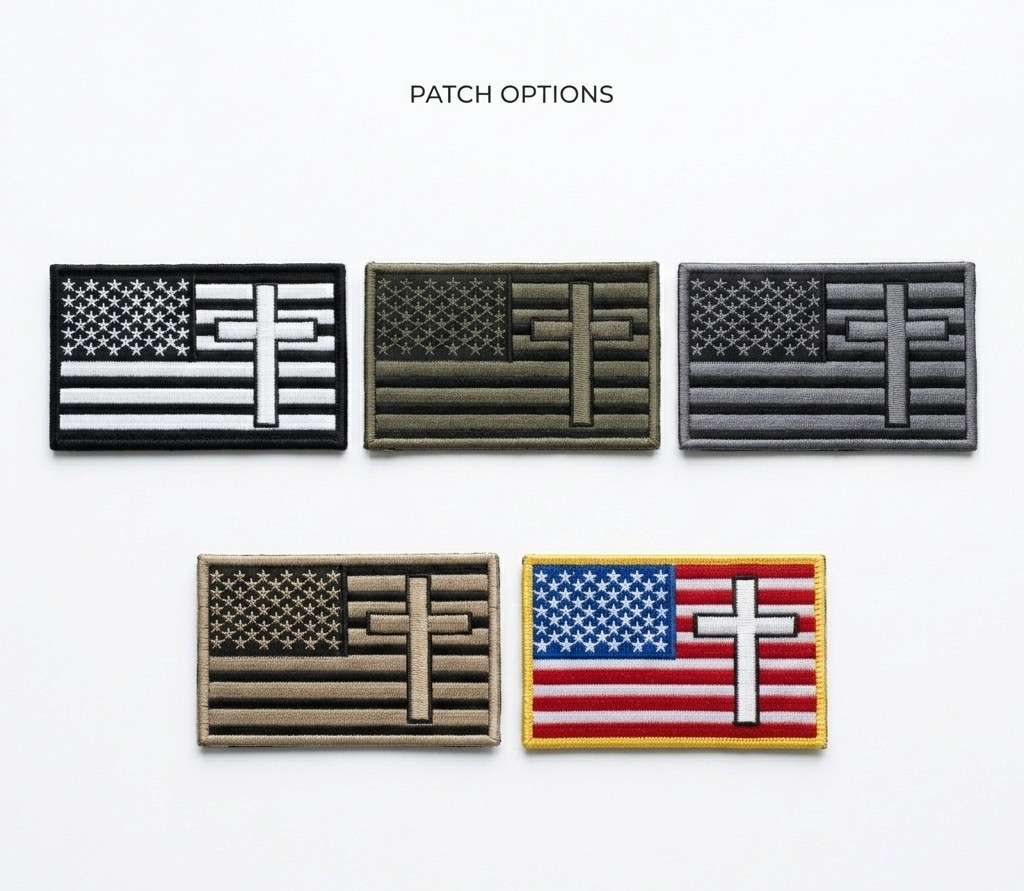 Tactical Christian Cross American Flag Patch – Hook & Loop Embroidered Military