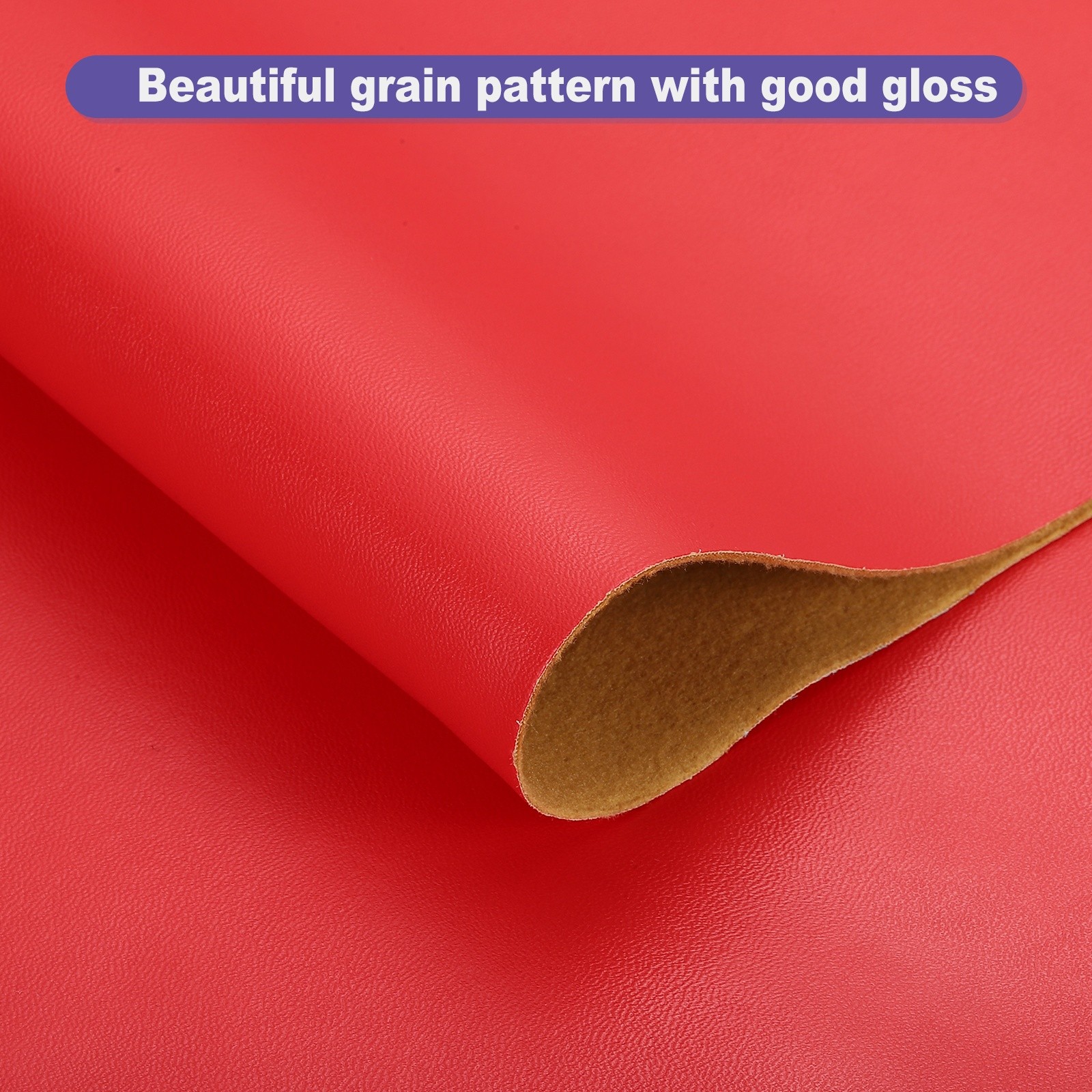 PU Faux Leather Fabric 0.4 Yards Synthetic Leather Material Red