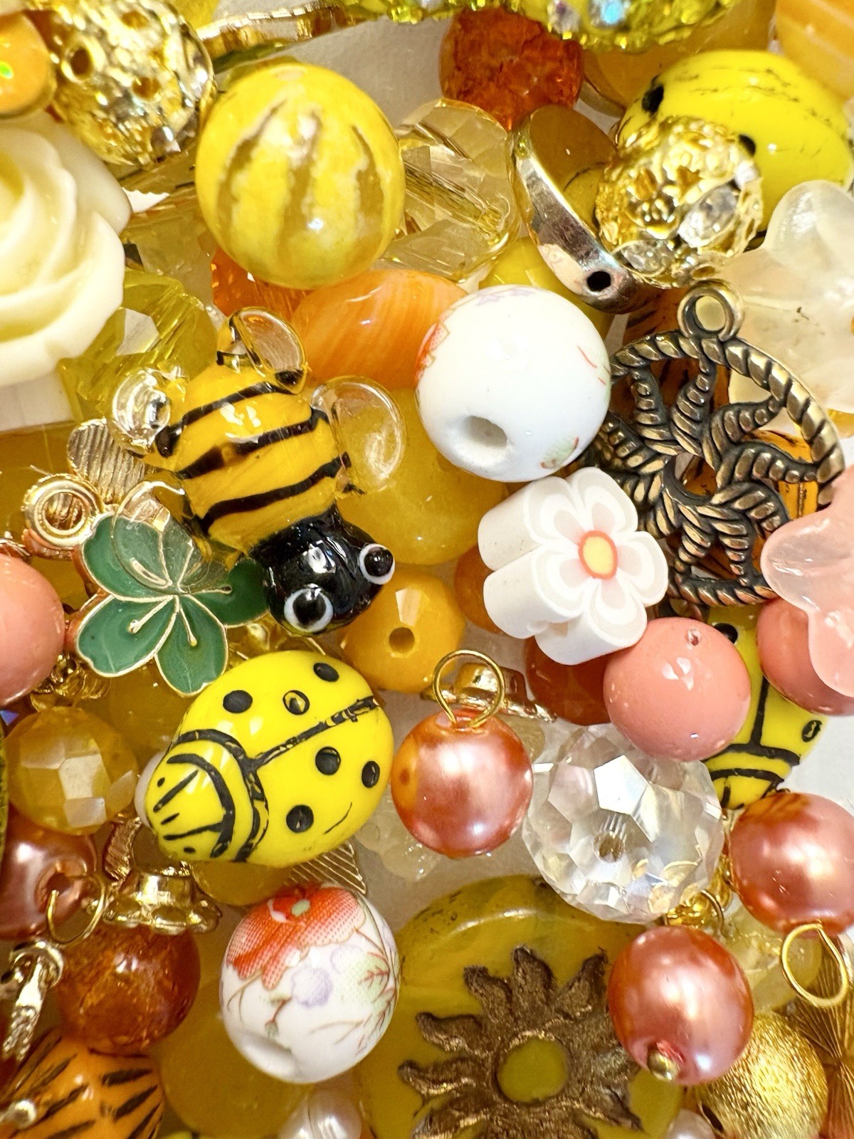 Yellow Sun BEAD MIX for Jewelry Making – Glass, Gemstone, Boho, Charms