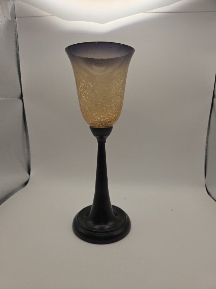 Smoky Amber and Blue Gradient Glass Candle Holder