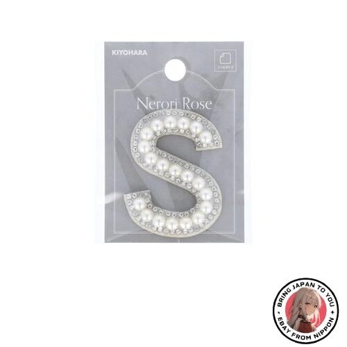New Kiyohara Neroli Rose Pearl Initial Sticker Patch Small 36mm W x 46mm H x 6mm