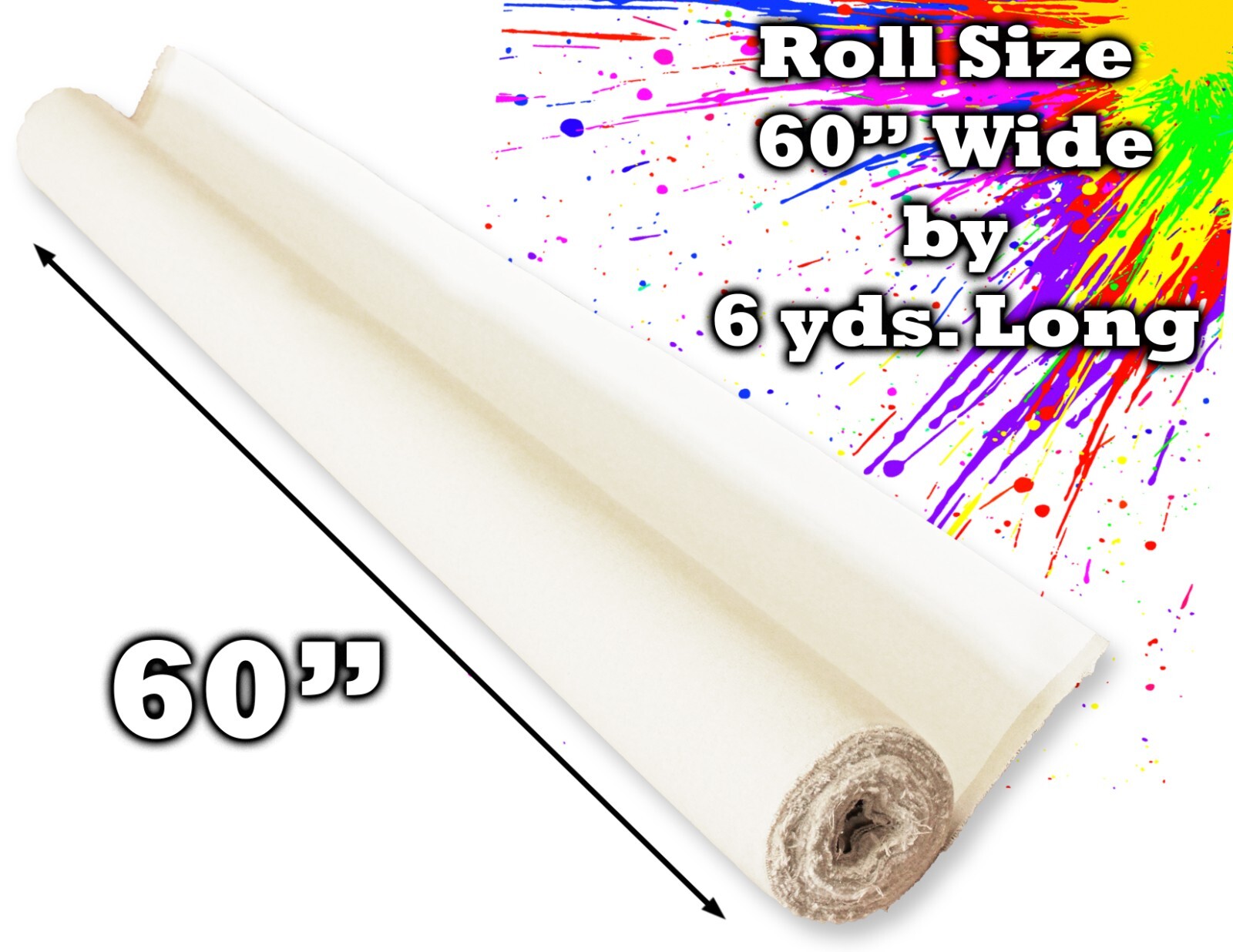 60″-84″ Artist Canvas Roll, Un/Primed, White/Black, Cotton/Linen Bulk Discount