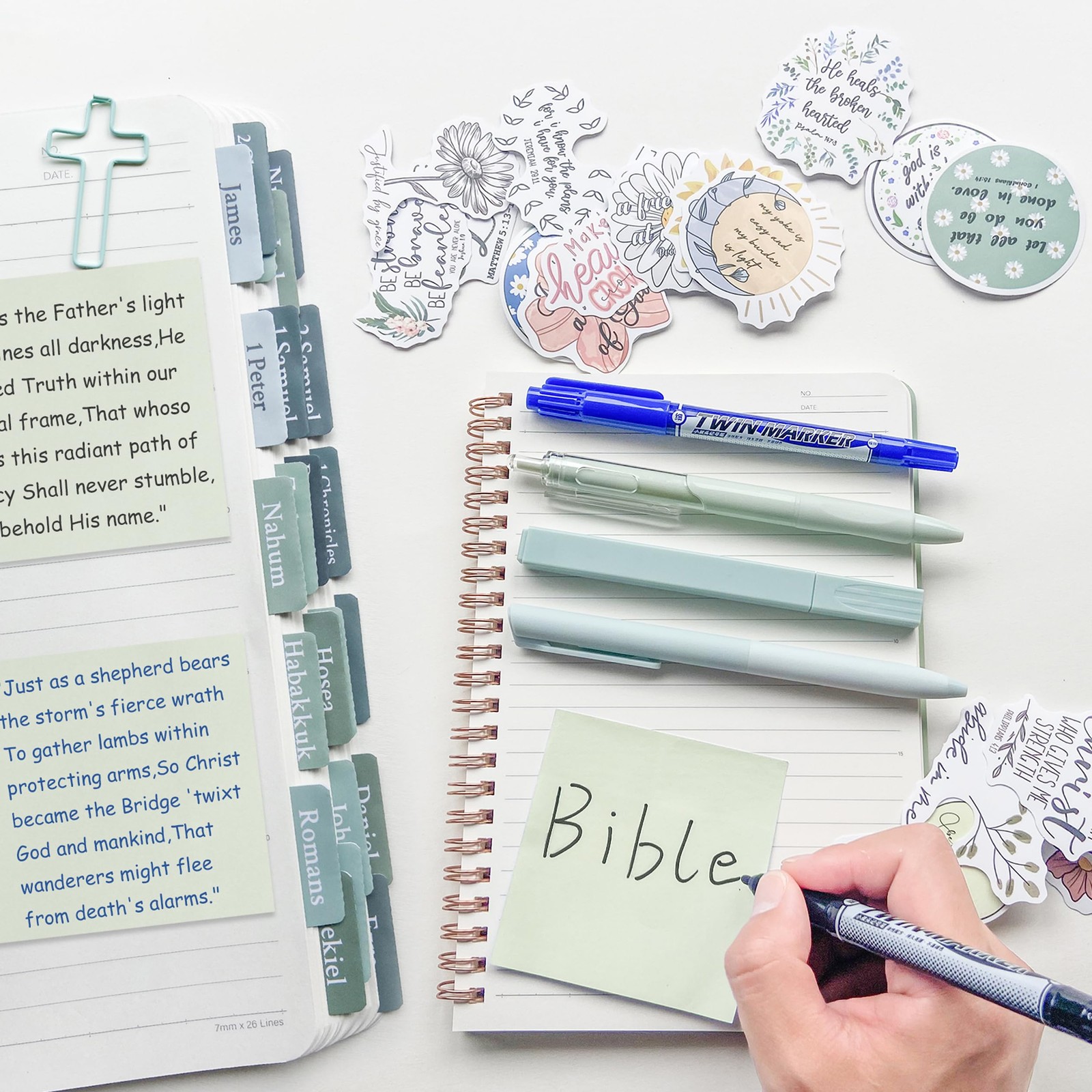 J6&H6 170Pcs Complete Bible Study Supplies 8.11 x 9.96 x 2.68 inches, Green