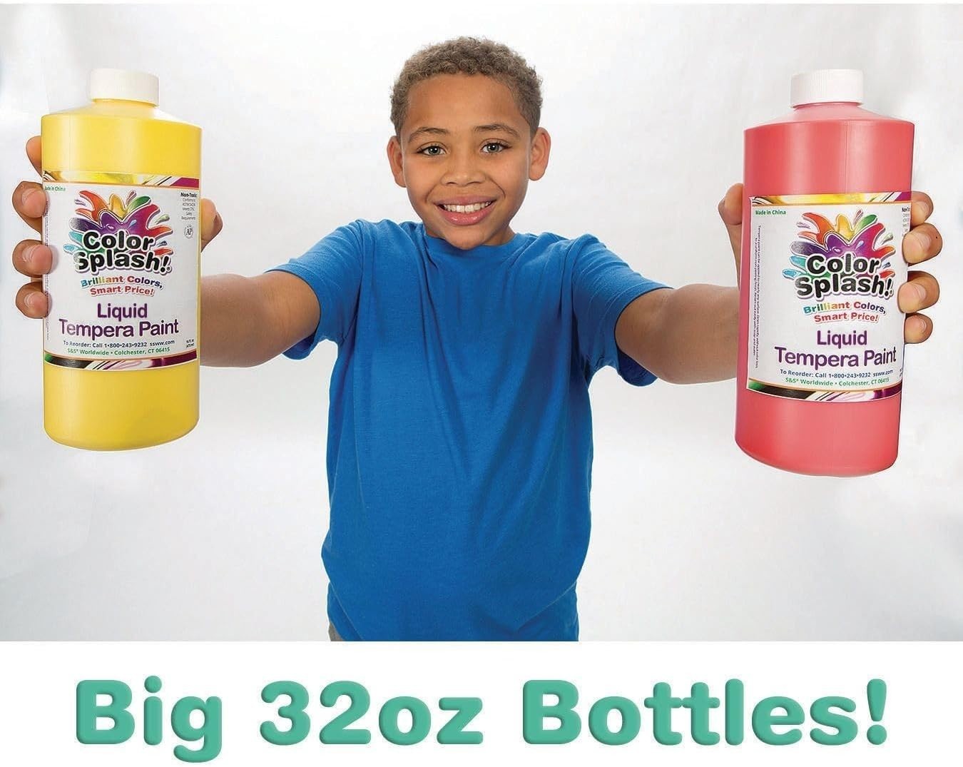 Color Splash! 12-Pack Liquid Tempera Paint – 32oz Non-Toxic for Kids & Adults